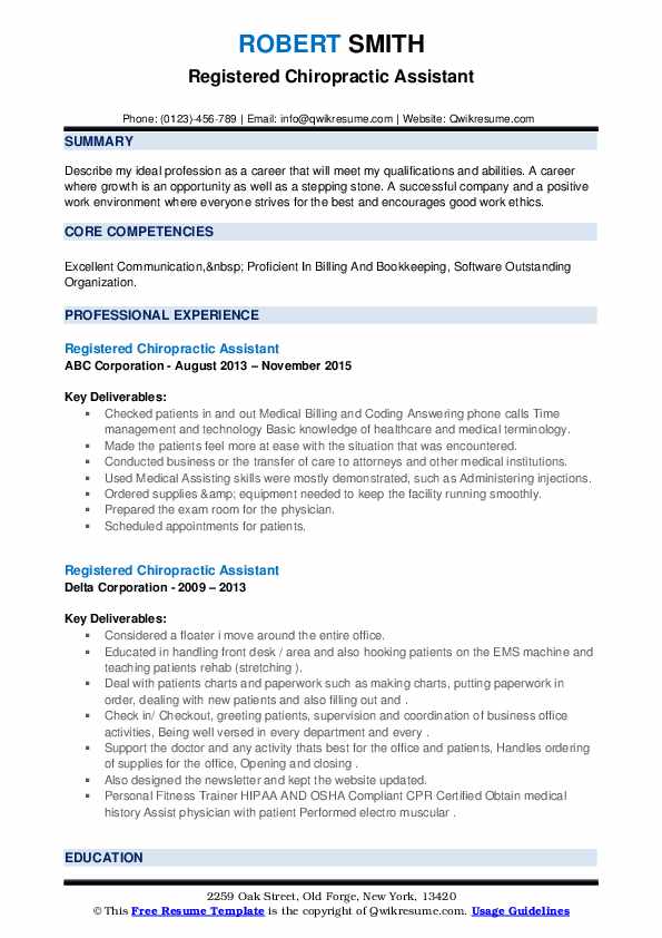 Registered Chiropractic Assistant - Registered Chiropractic Assistant 1644402200 Pdf 