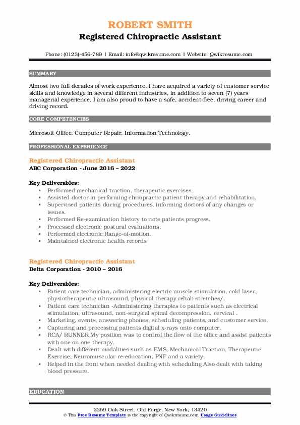 Registered Chiropractic Assistant - Registered Chiropractic Assistant 1644402586 Pdf 