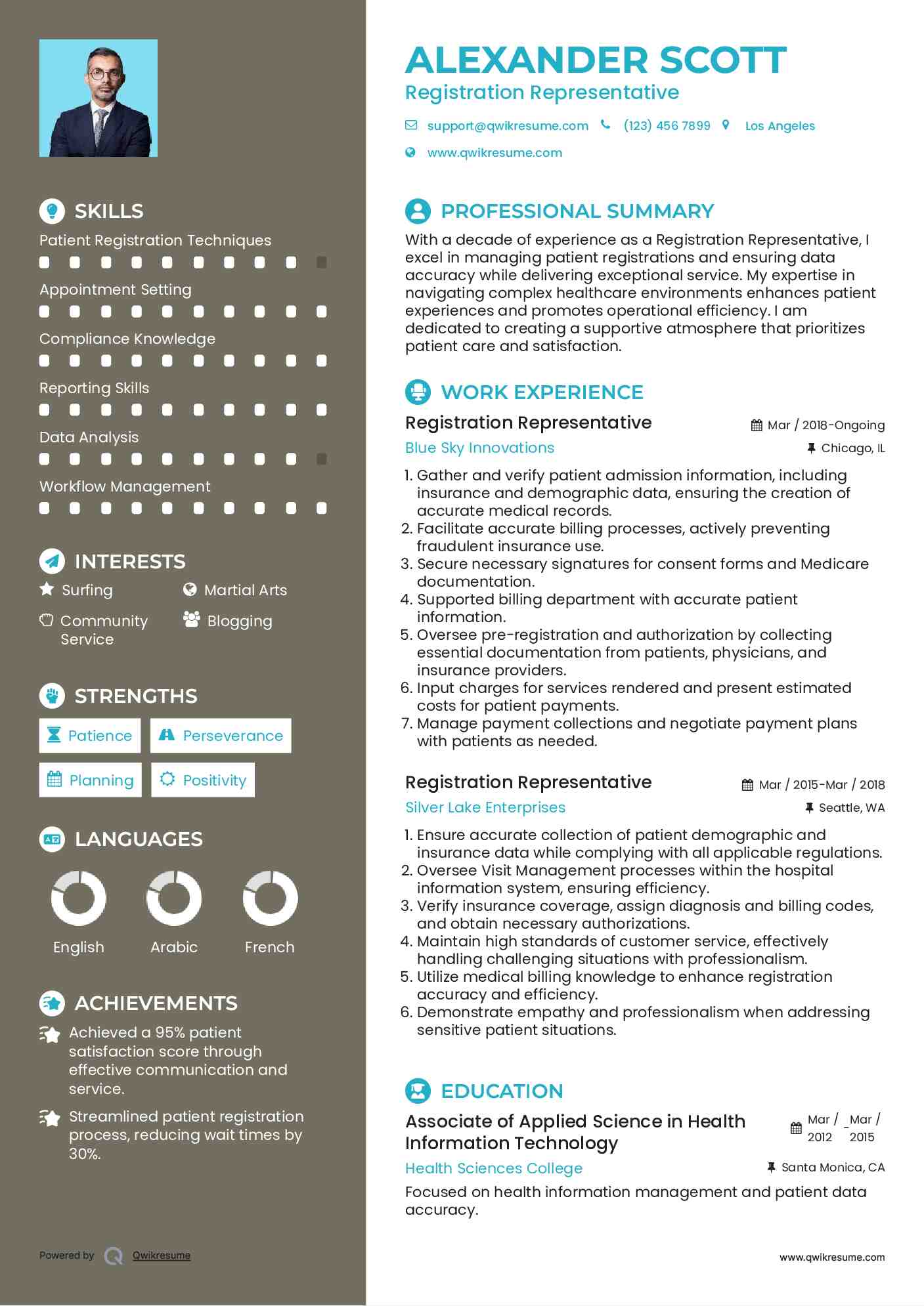 Registration Representative Resume Model