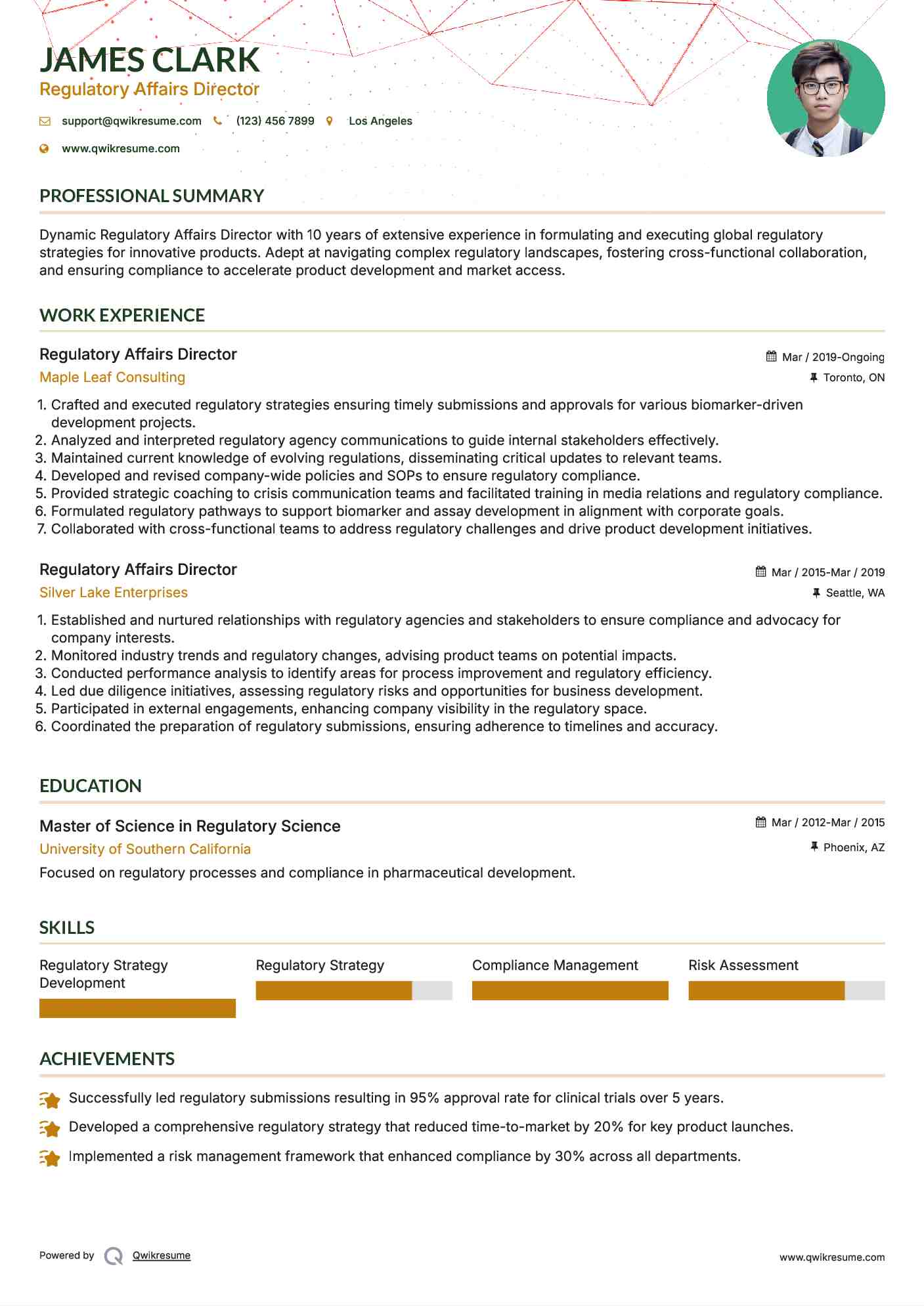 Regulatory Affairs Director Resume Model