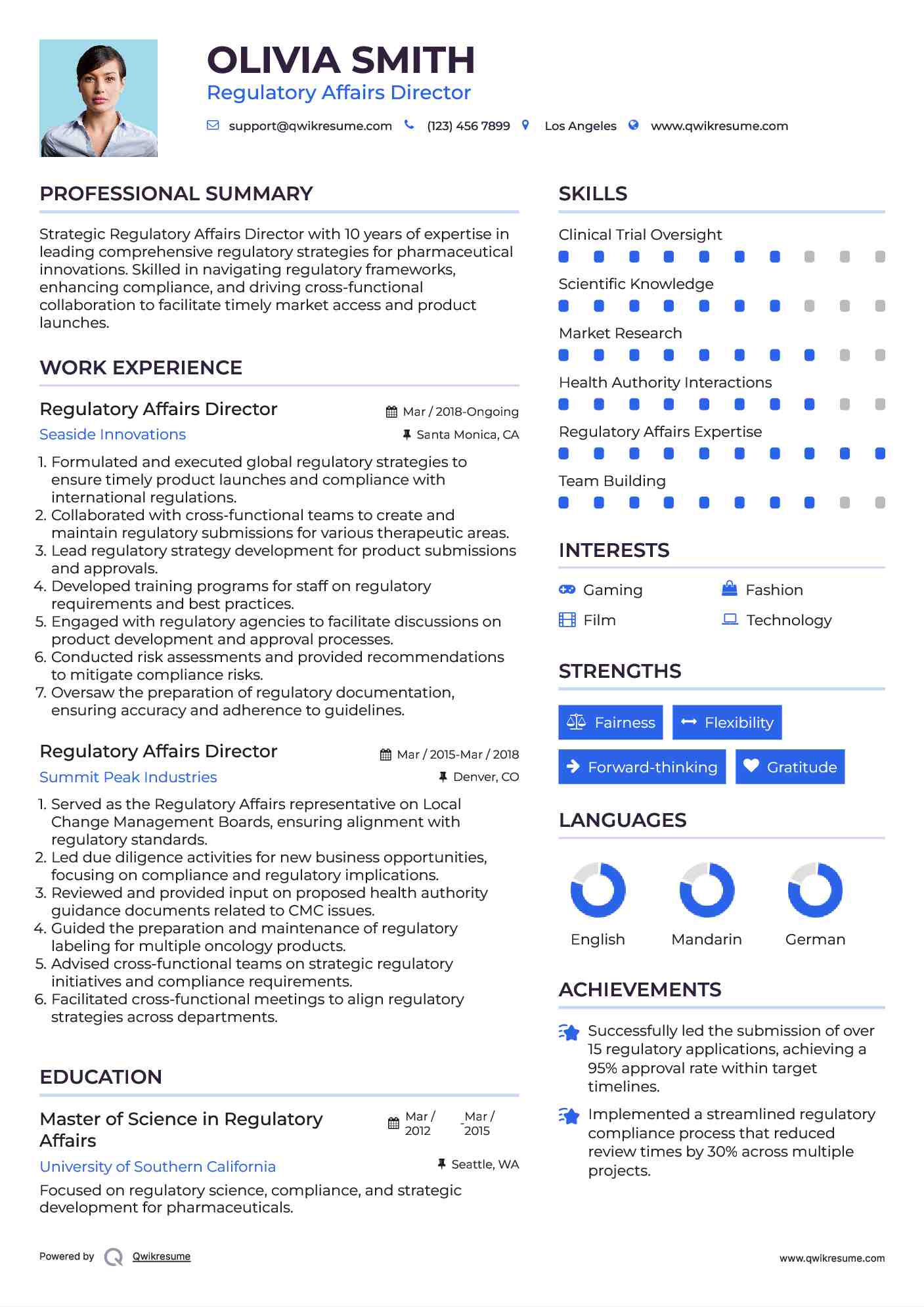 Regulatory Affairs Director Resume Template