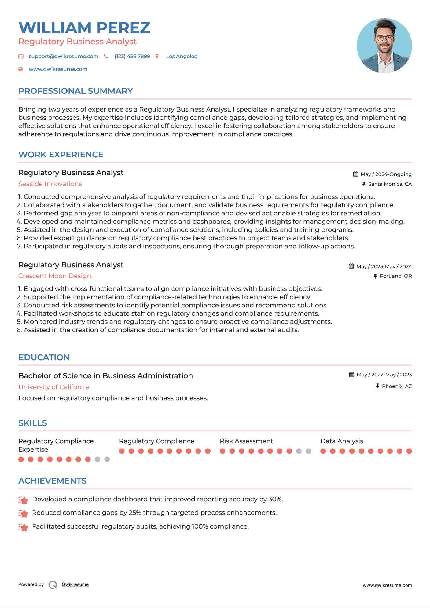 Regulatory Business Analyst Resume Model