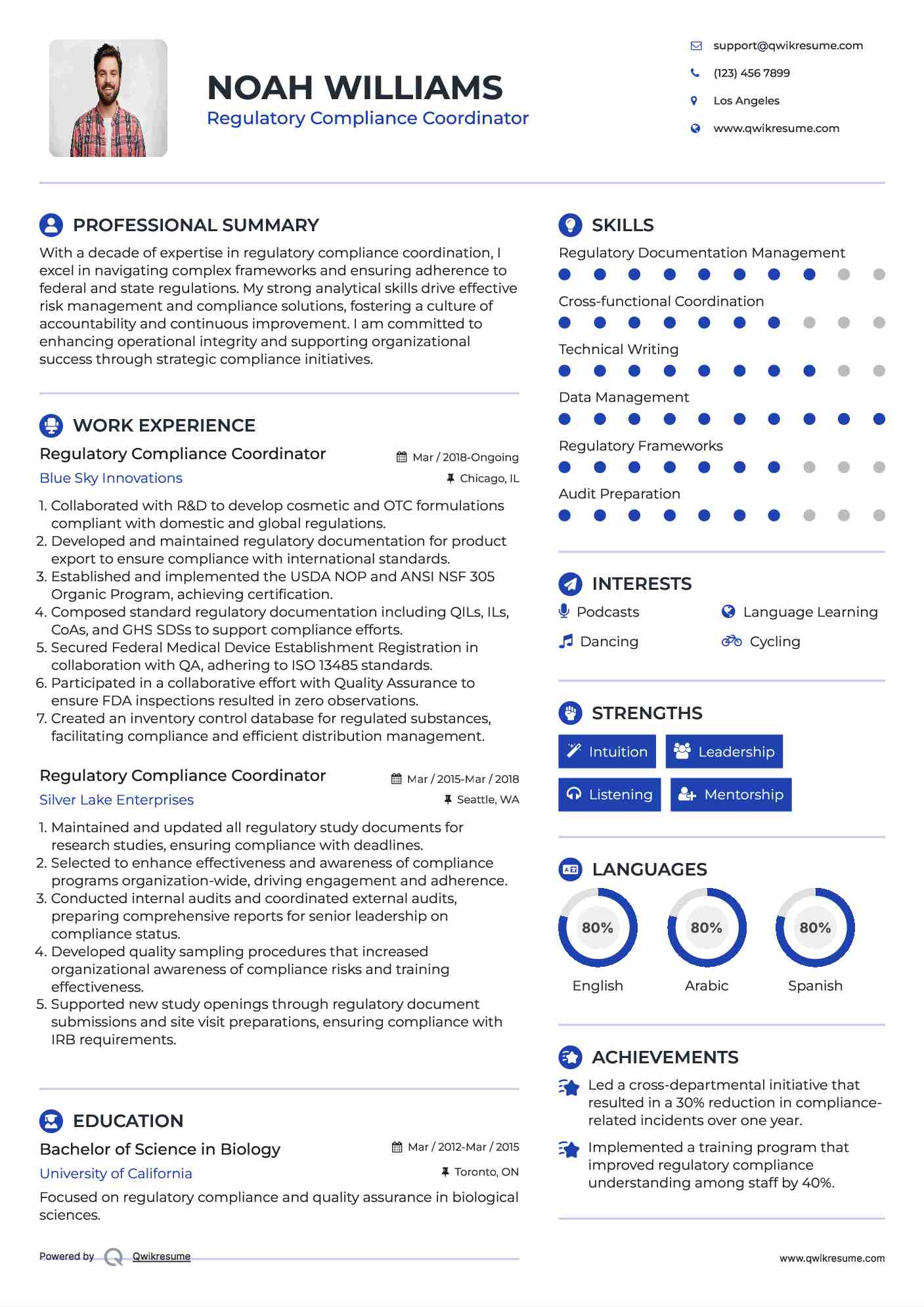 Regulatory Compliance Coordinator Resume Template
