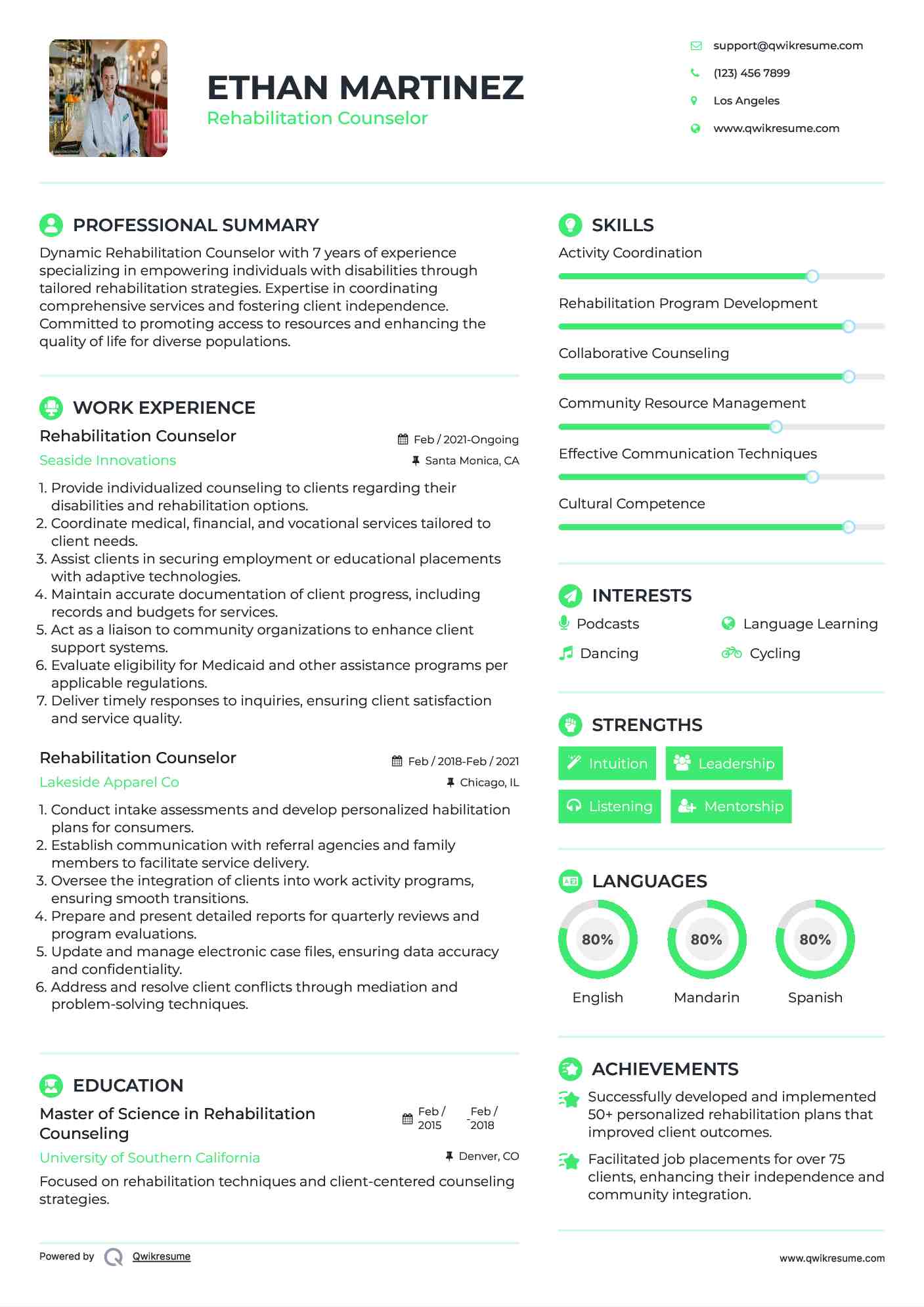 Rehabilitation Counselor Resume Template