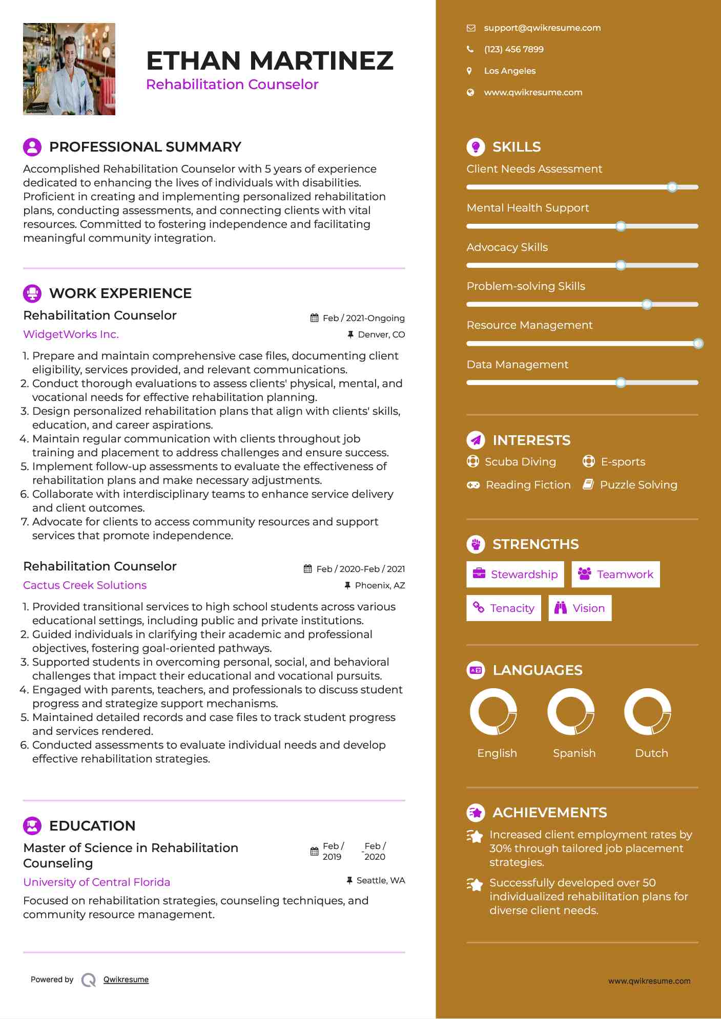 Rehabilitation Counselor Resume Format