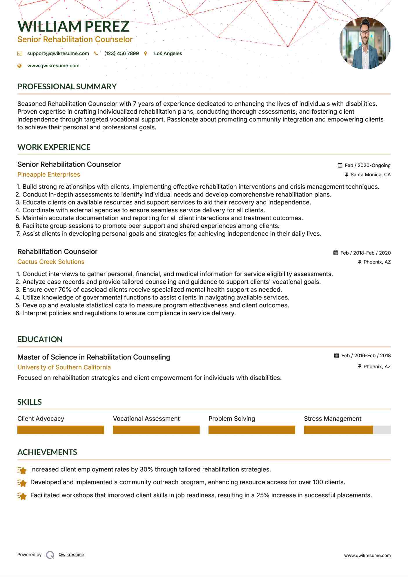 Senior Rehabilitation Counselor Resume Model