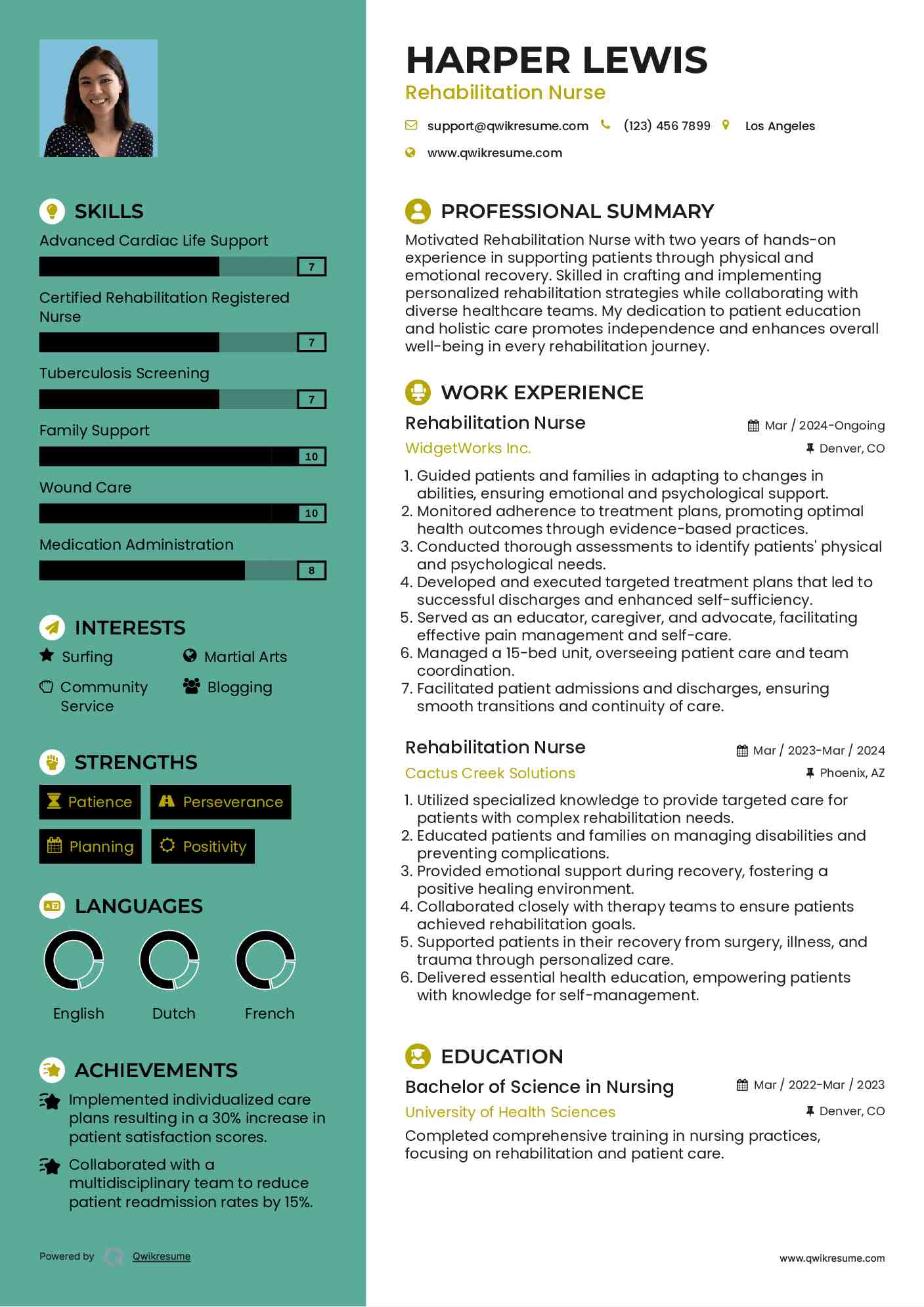 Rehabilitation Nurse Resume Sample