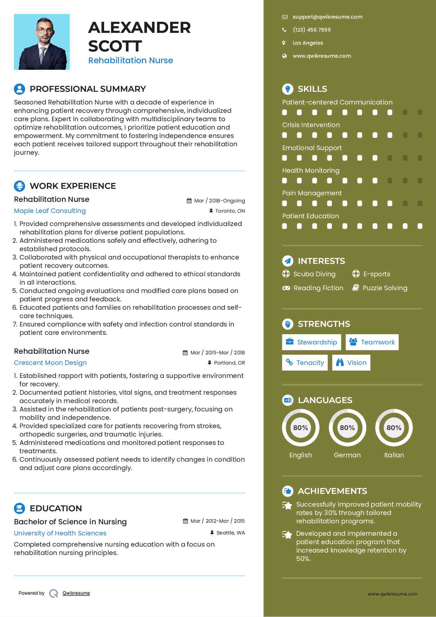 Rehabilitation Nurse Resume Sample