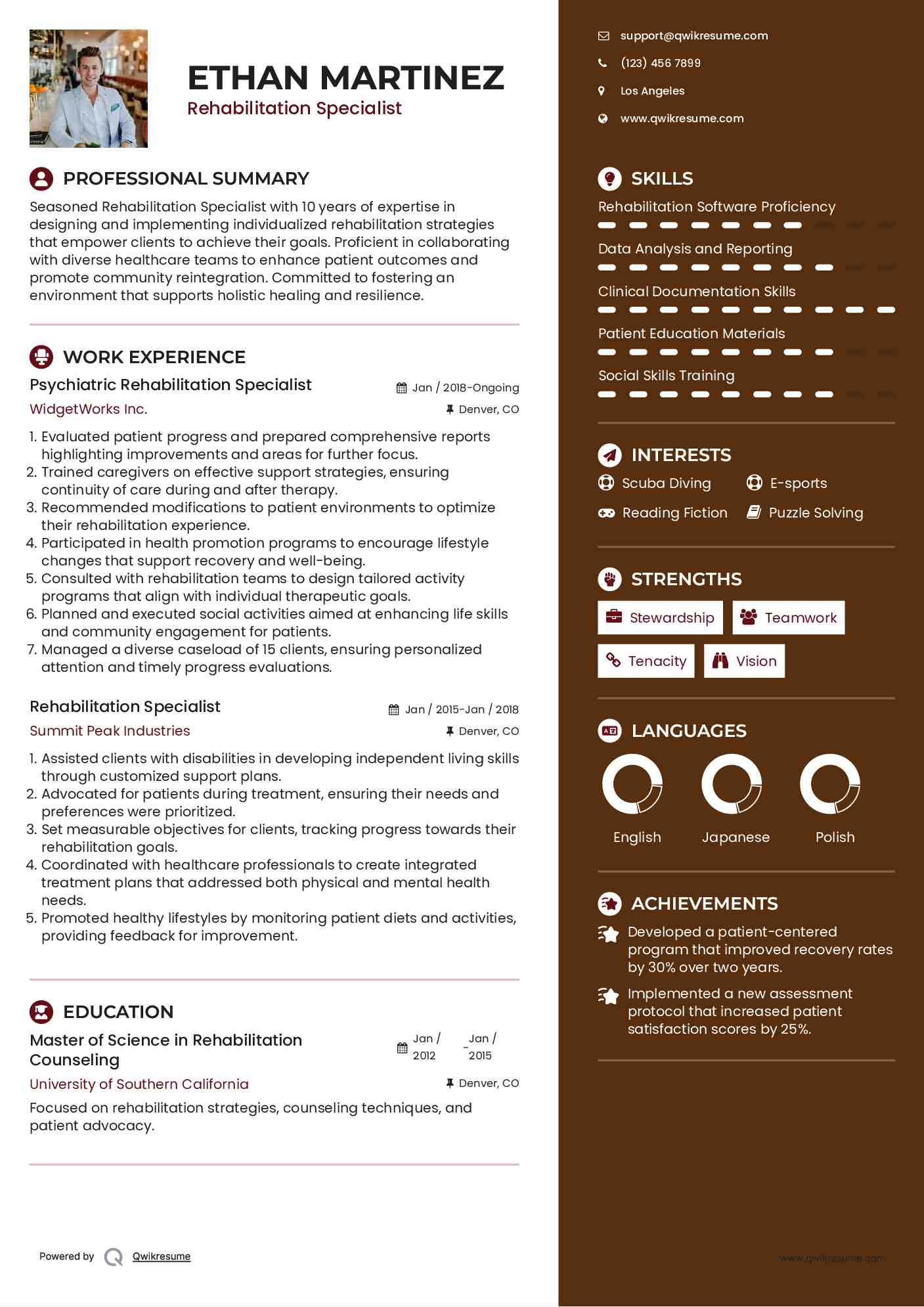 Psychiatric Rehabilitation Specialist Resume Template