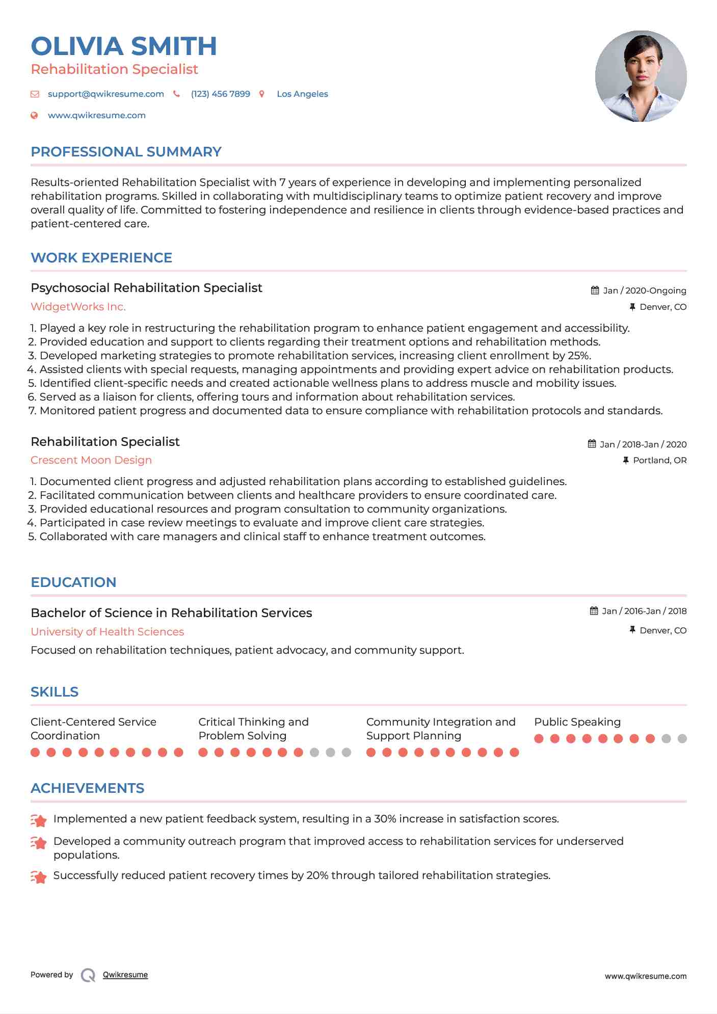 Psychosocial Rehabilitation Specialist Resume Template