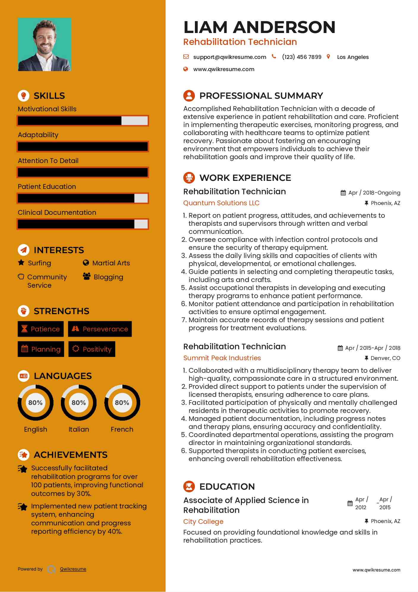 Rehabilitation Technician Resume Model