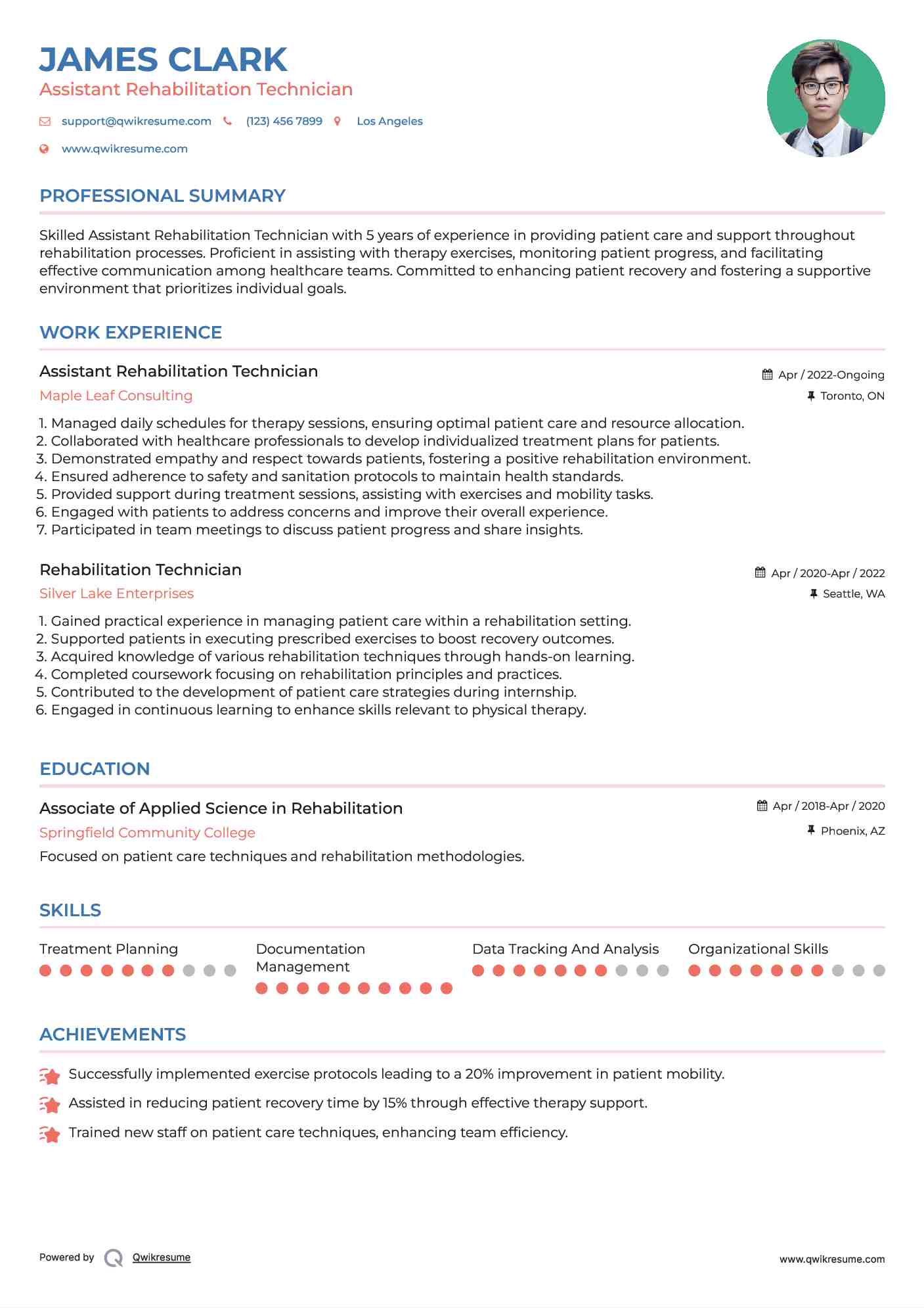 Assistant Rehabilitation Technician Resume Format