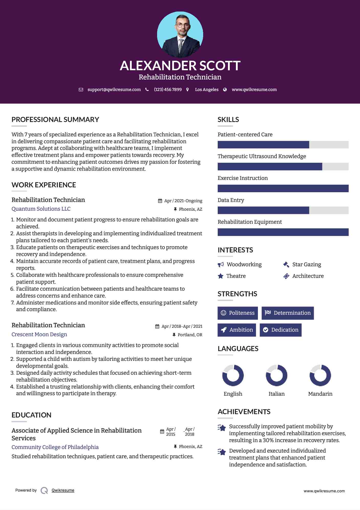 Rehabilitation Technician Resume Format