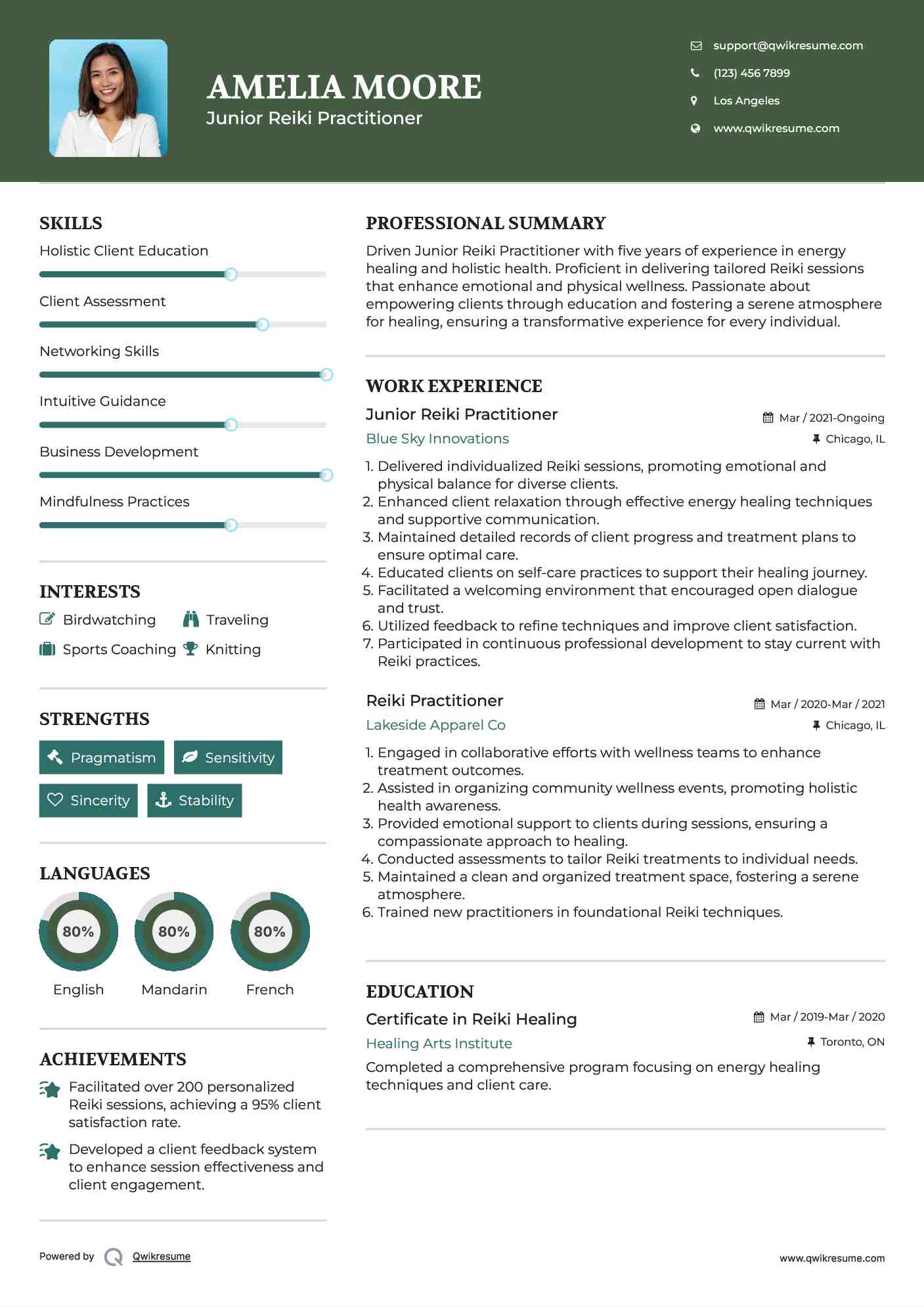Junior Reiki Practitioner Resume Format