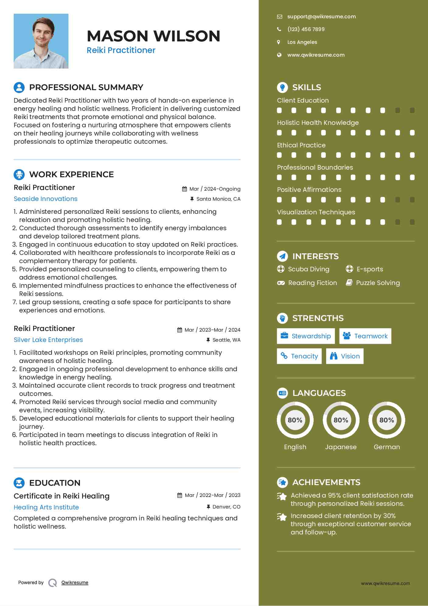 Reiki Practitioner Resume Template