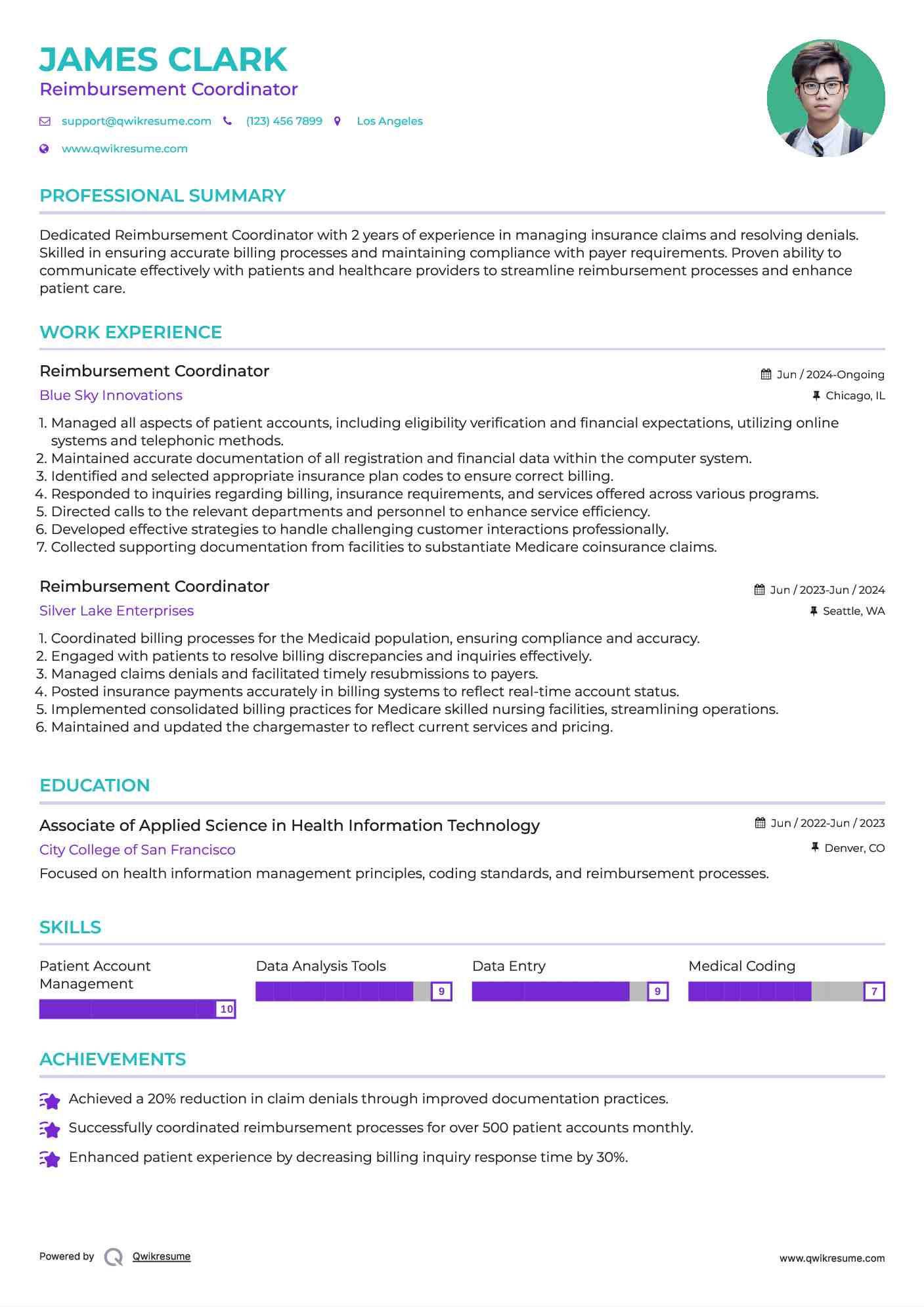 Reimbursement Coordinator Resume Example