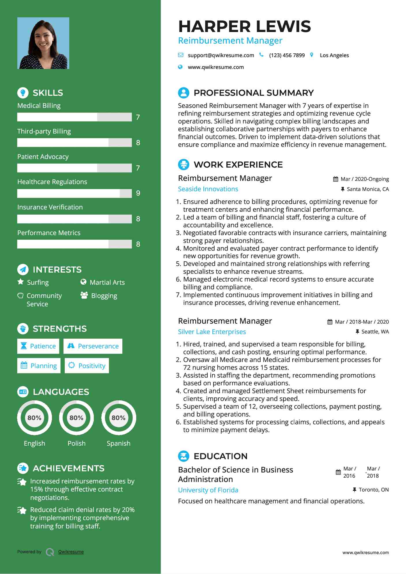 Reimbursement Manager Resume Template