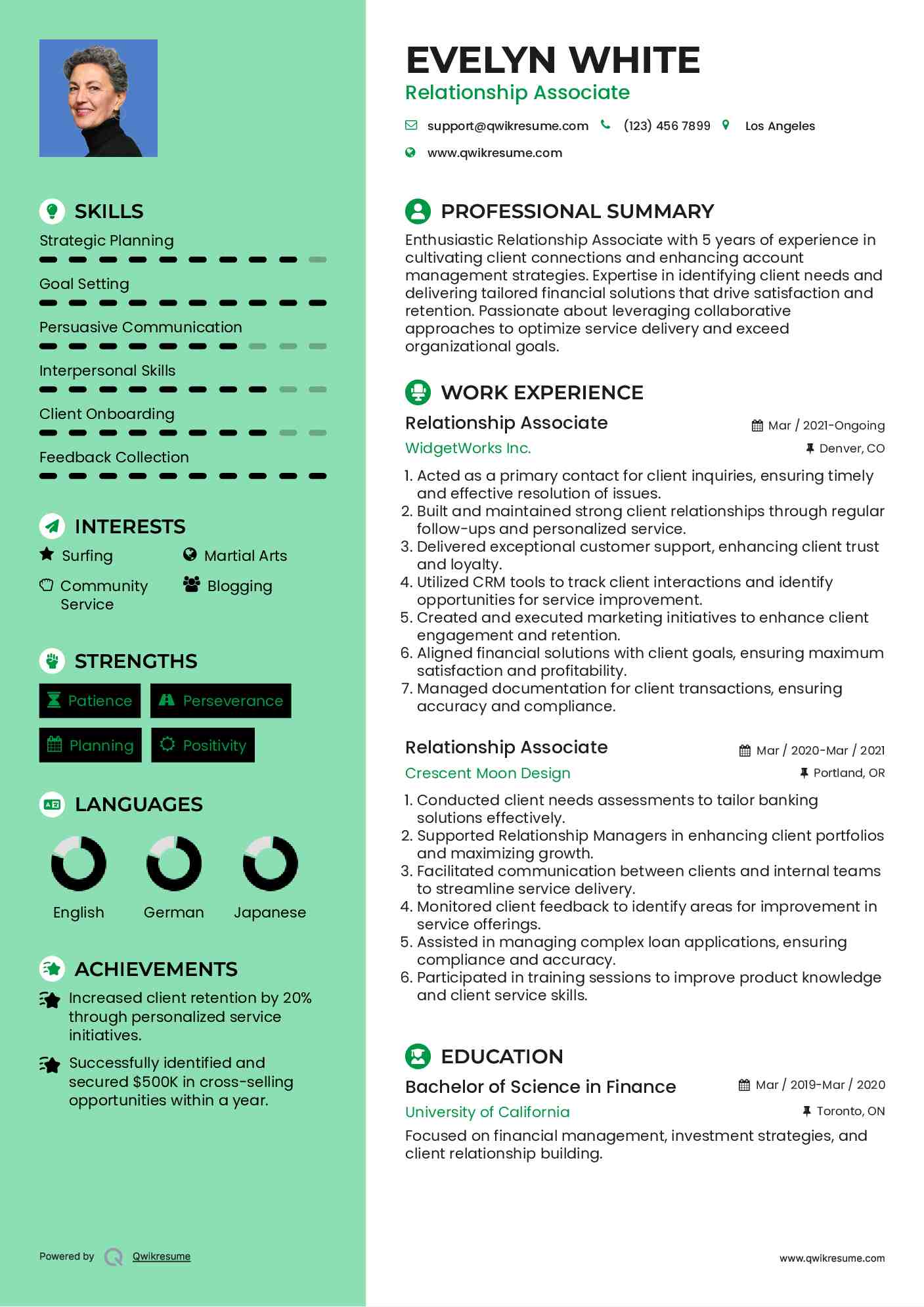 Relationship Associate Resume Model