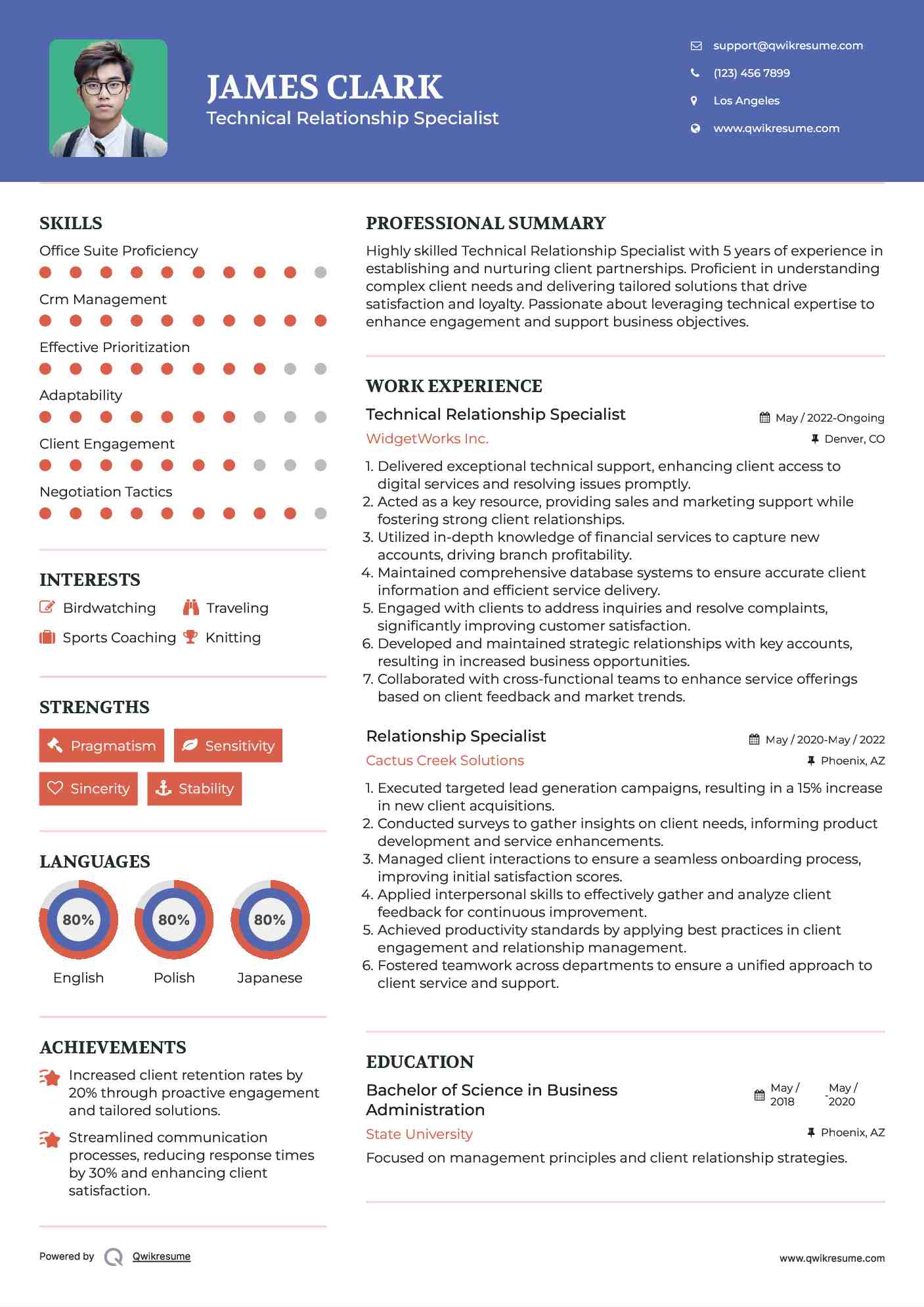 Technical Relationship Specialist Resume Format