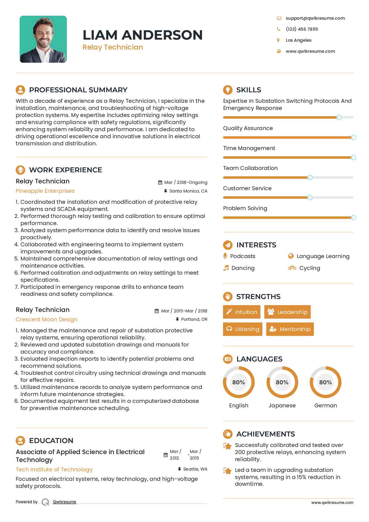 Relay Technician Resume Format