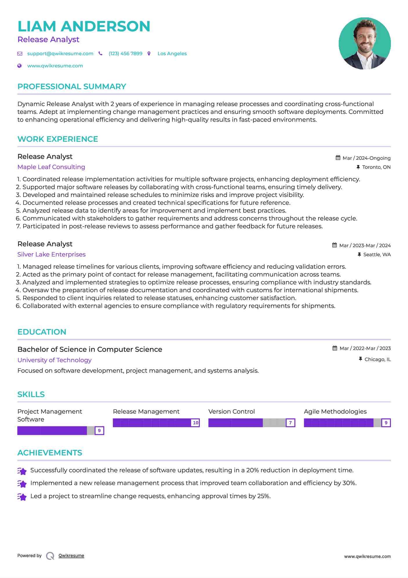 Release Analyst Resume Format
