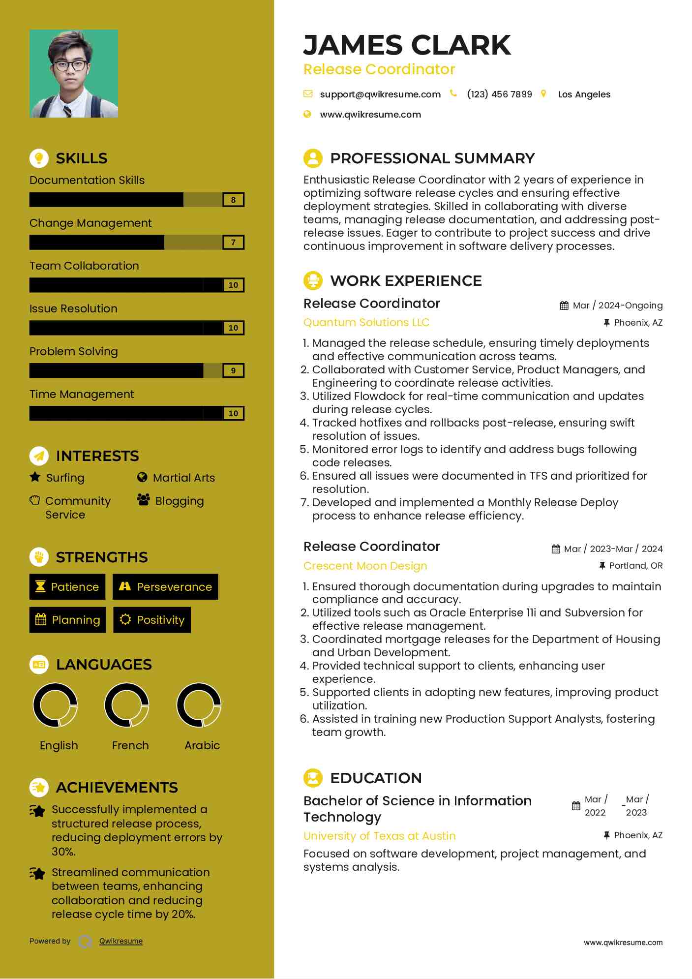 Release Coordinator Resume Model