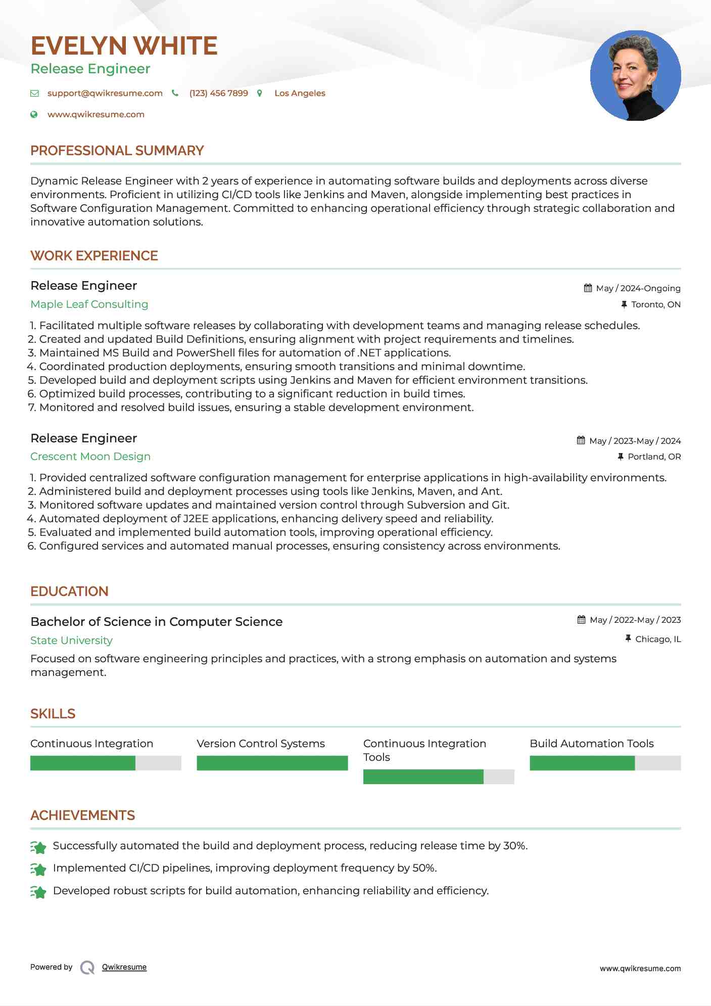 Release Engineer Resume Template