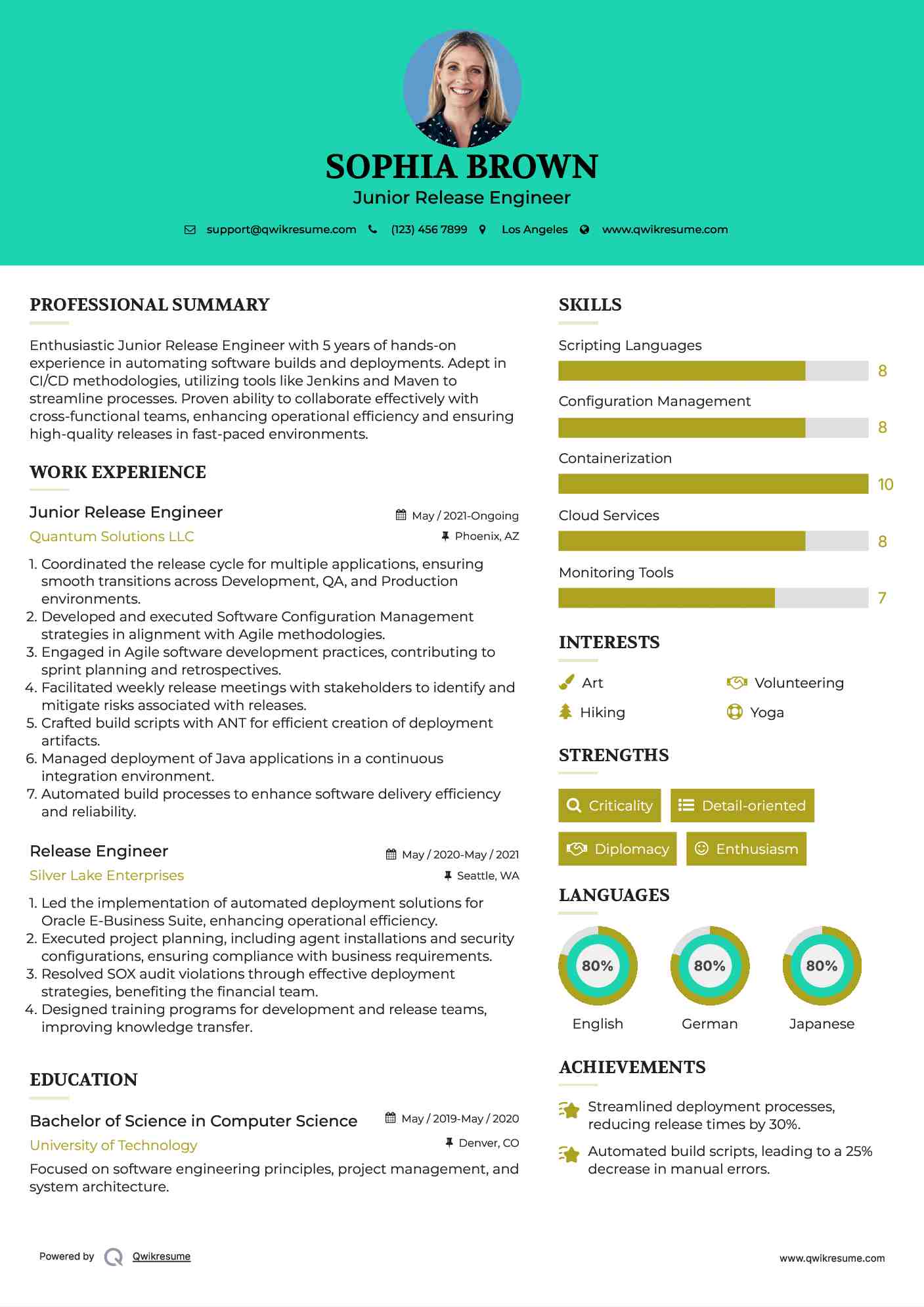 Junior Release Engineer Resume Format