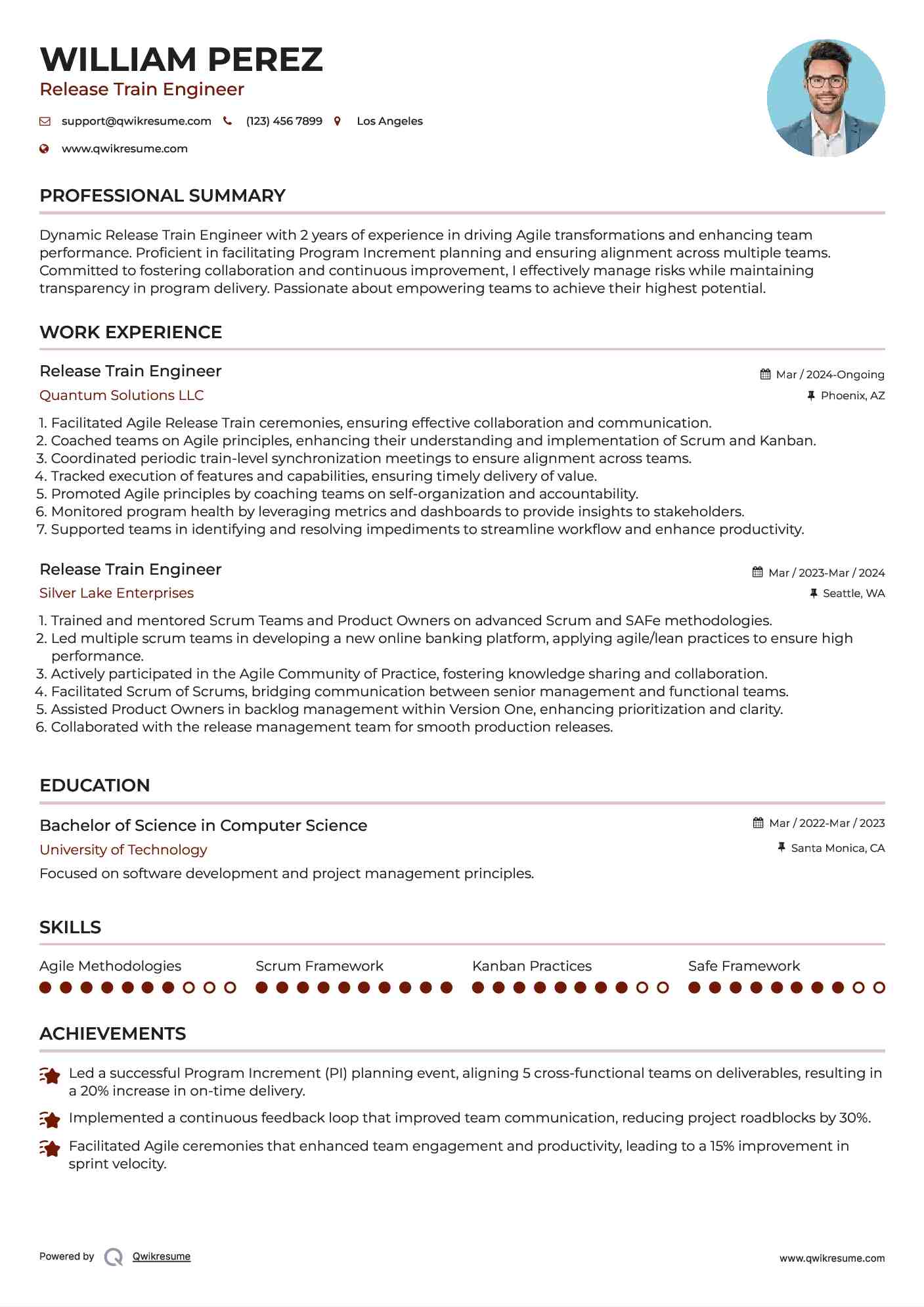 Release Train Engineer Resume Example
