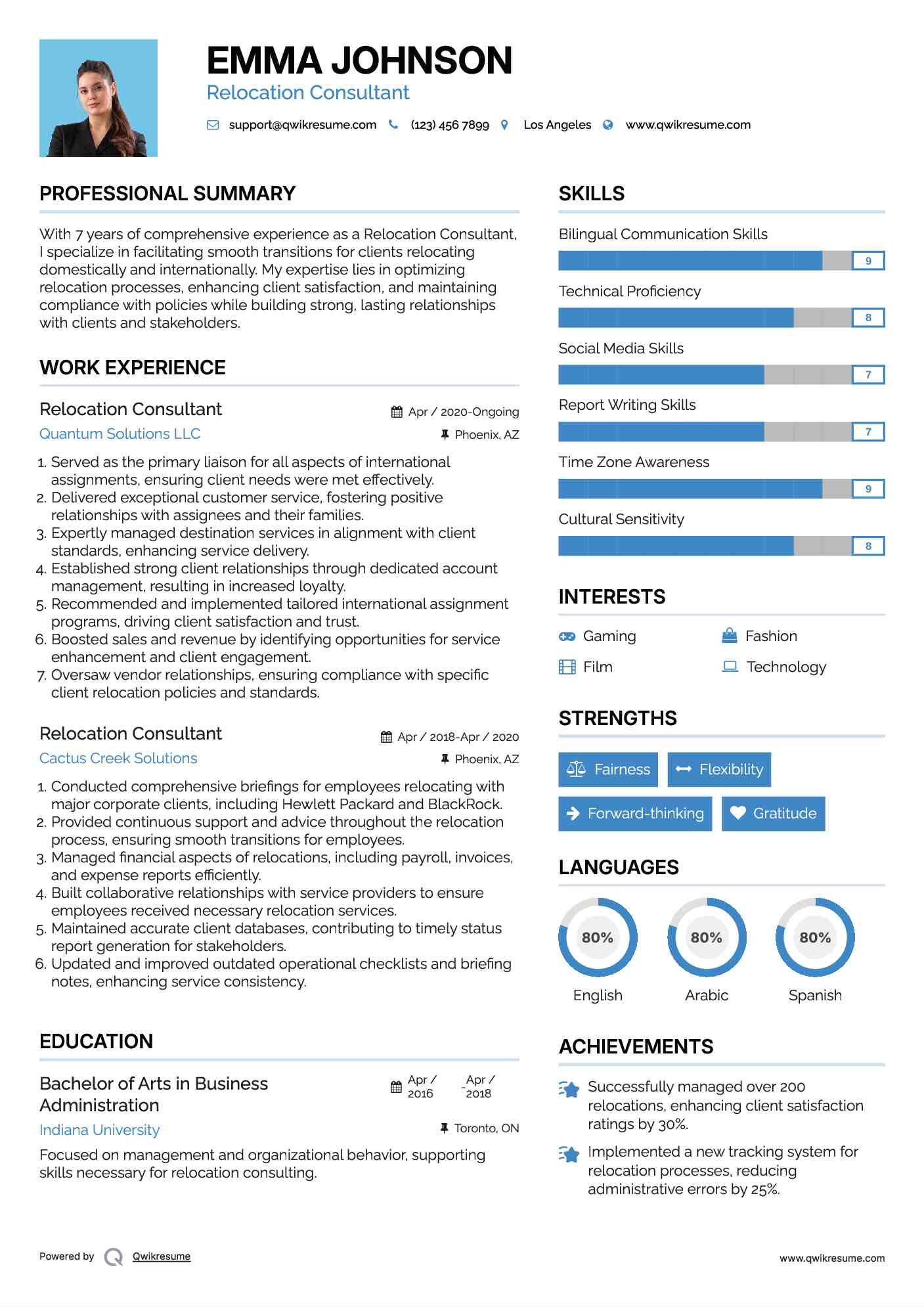 Relocation Consultant Resume Format