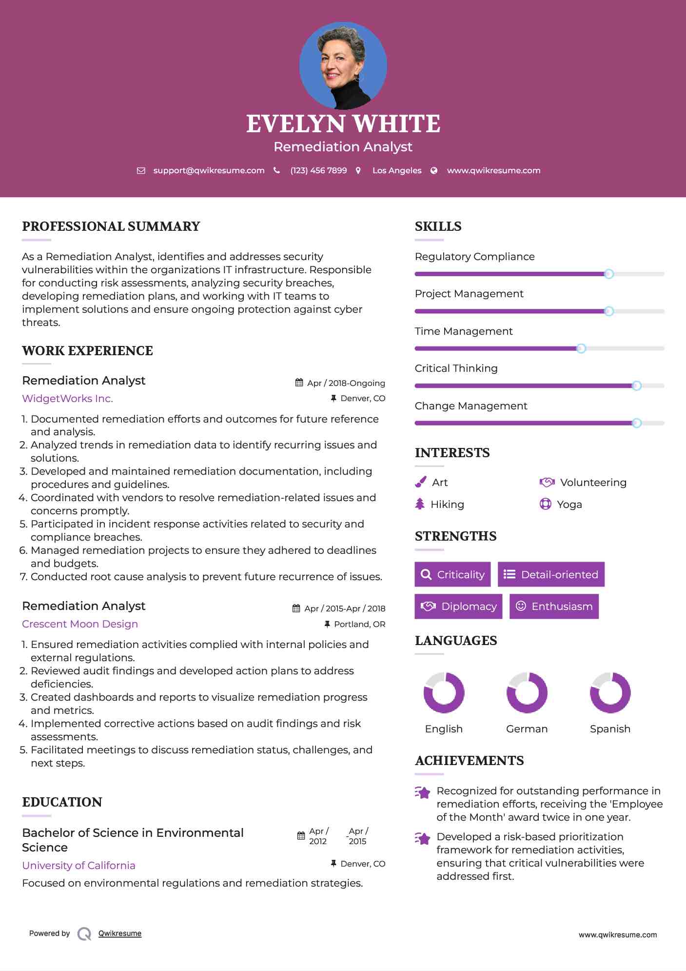 Remediation Analyst Resume Format
