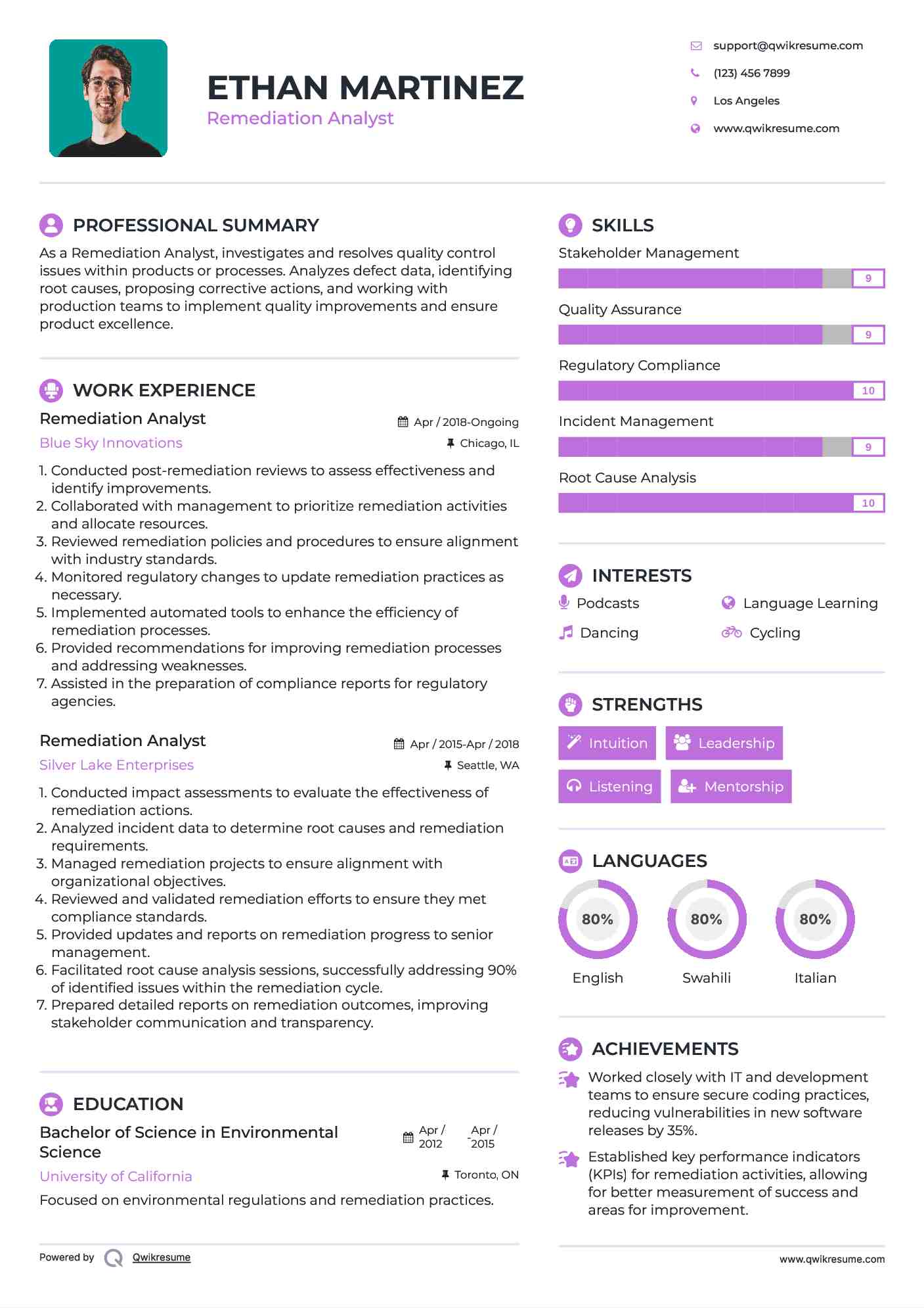 Remediation Analyst Resume Model