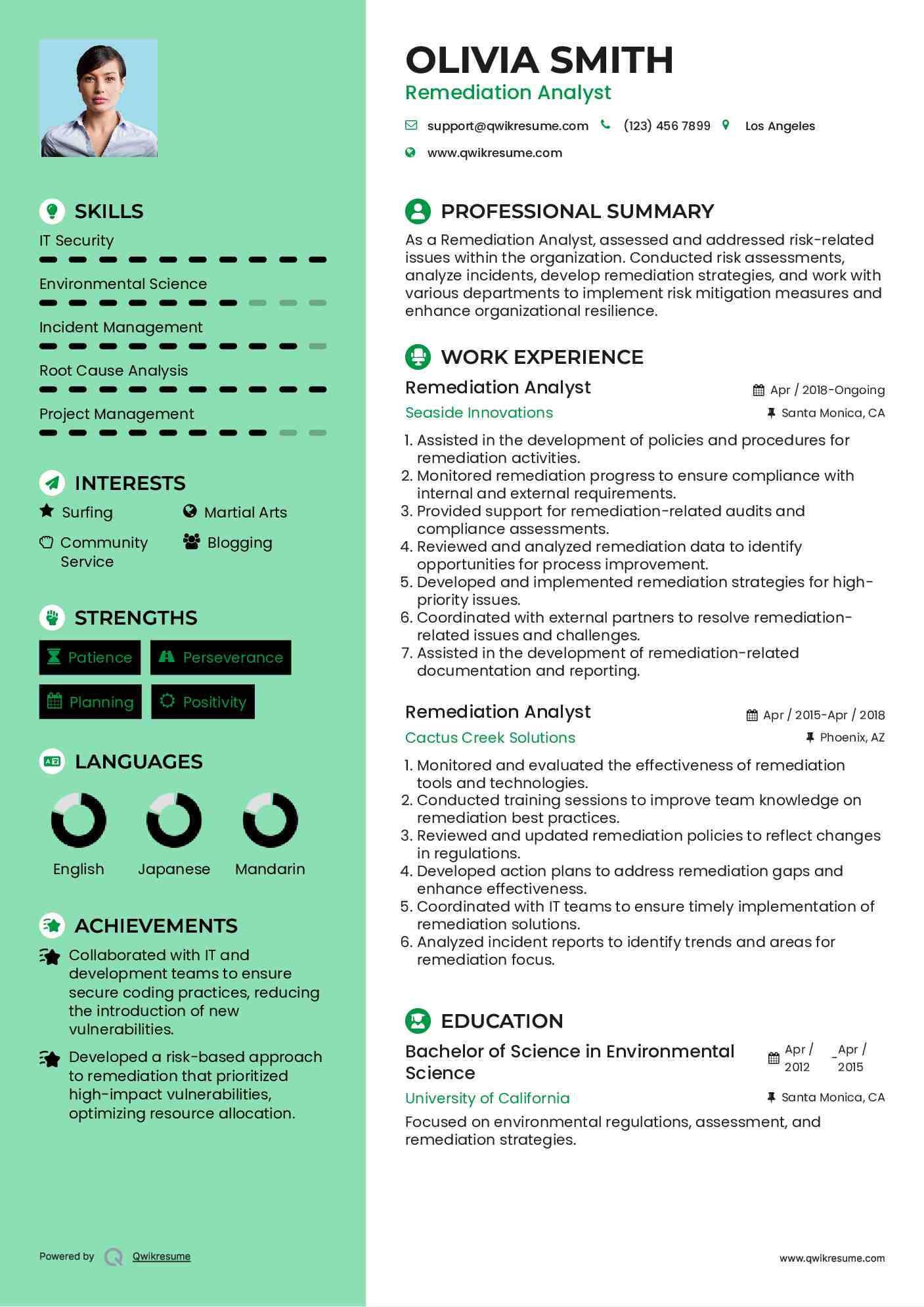 Remediation Analyst Resume Model