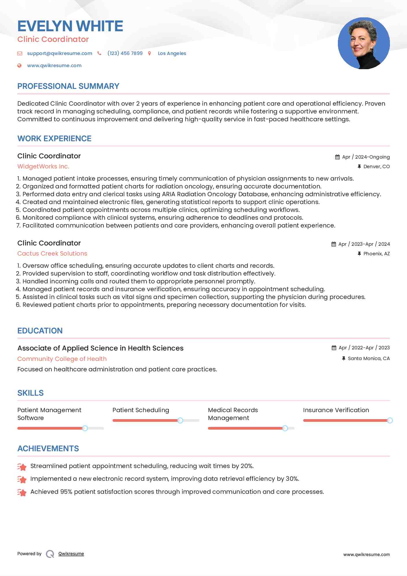Clinic Coordinator Resume Model