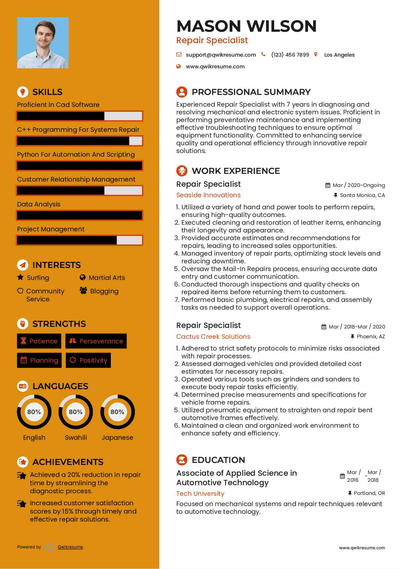 repair-specialist-resume-samples-qwikresume