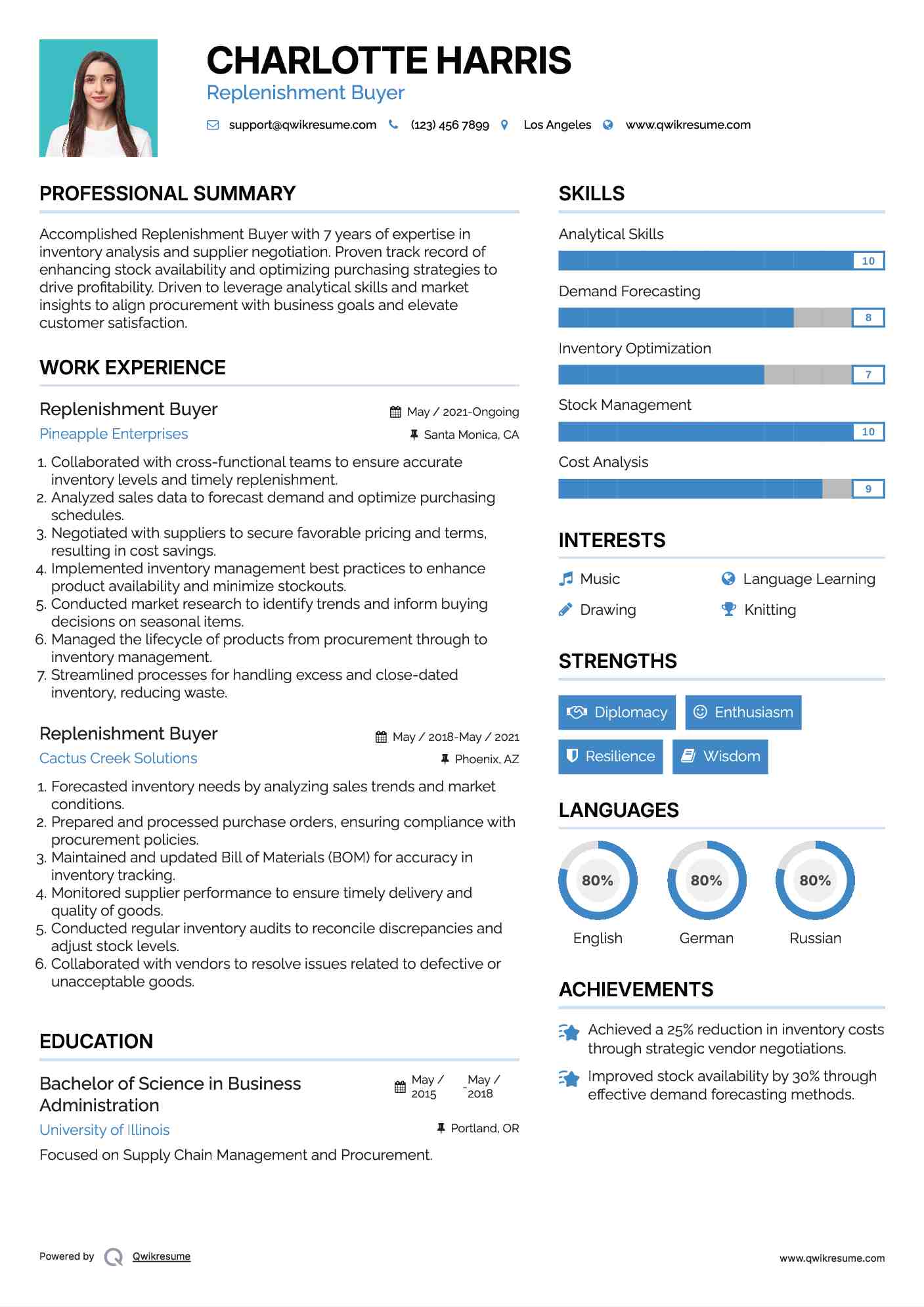 Replenishment Buyer Resume Example