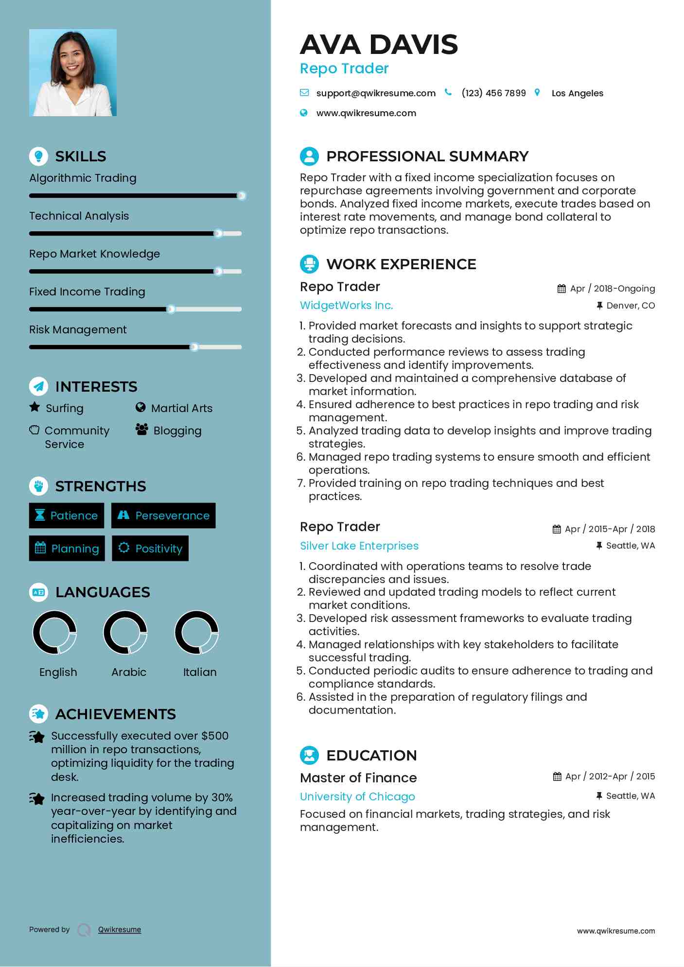 Repo Trader Resume Template