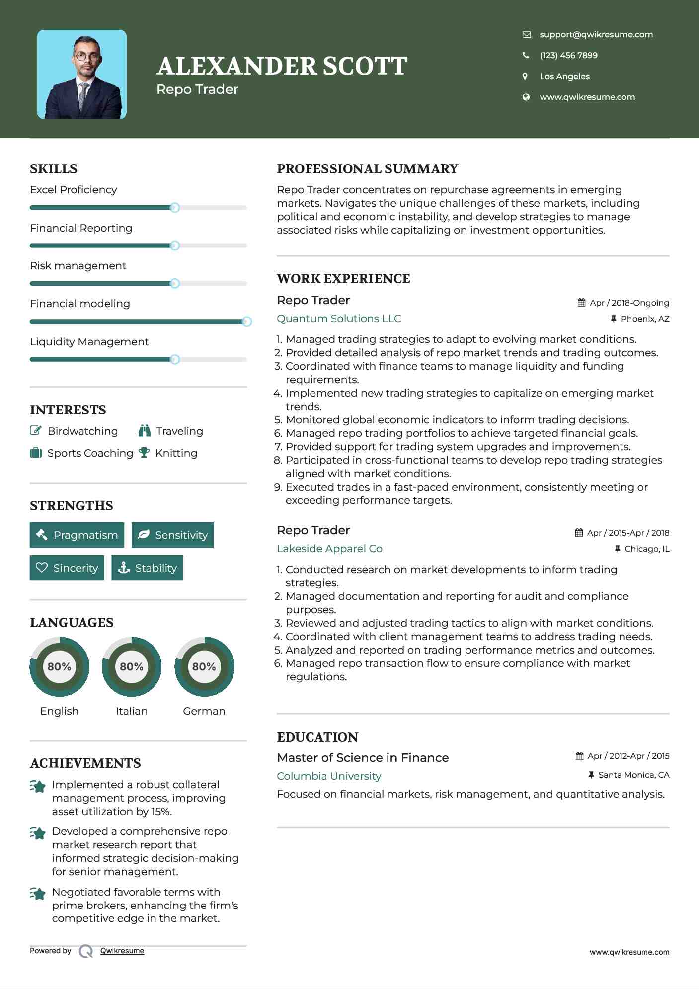 Repo Trader Resume Template