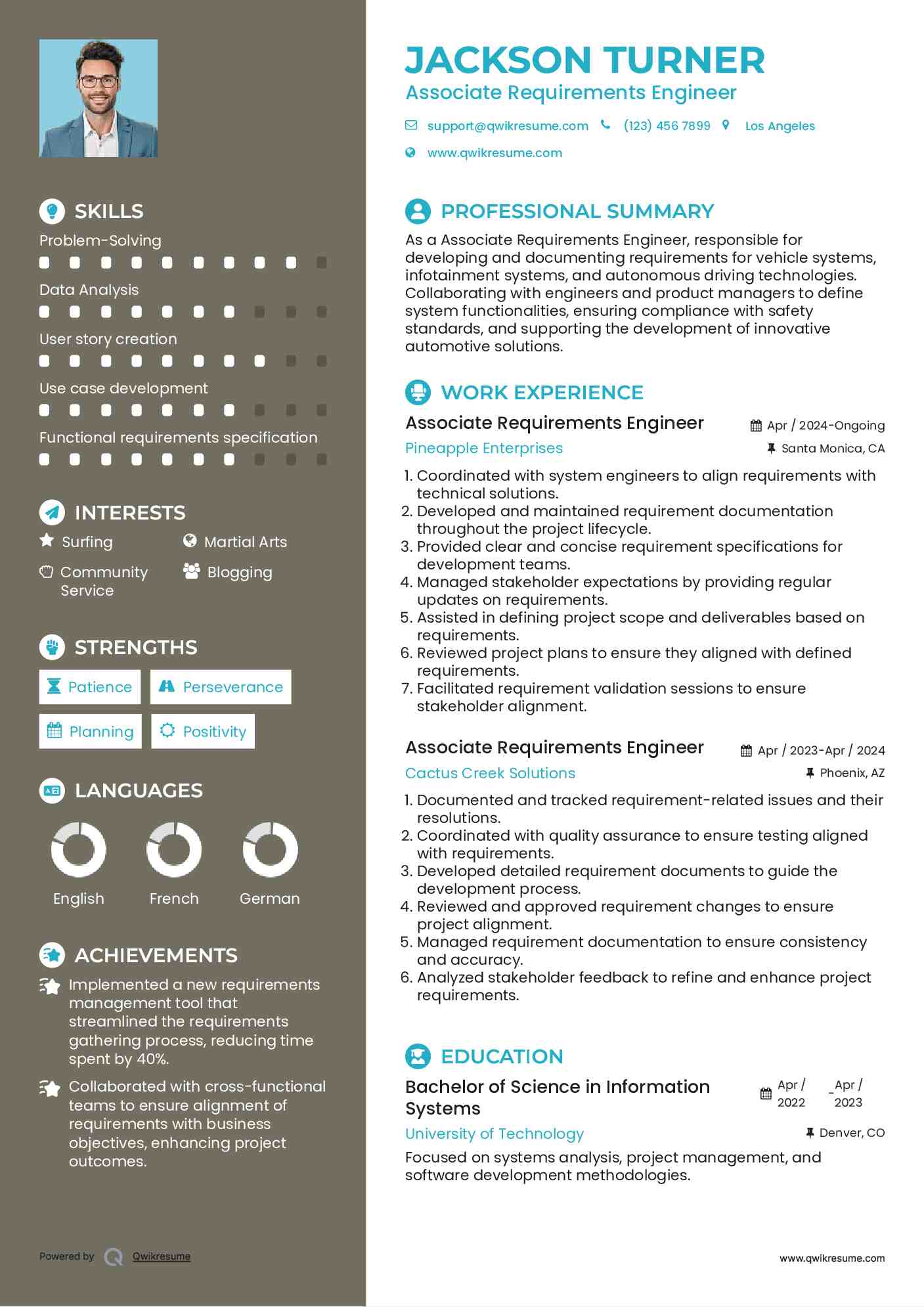 Associate Requirements Engineer Resume Model