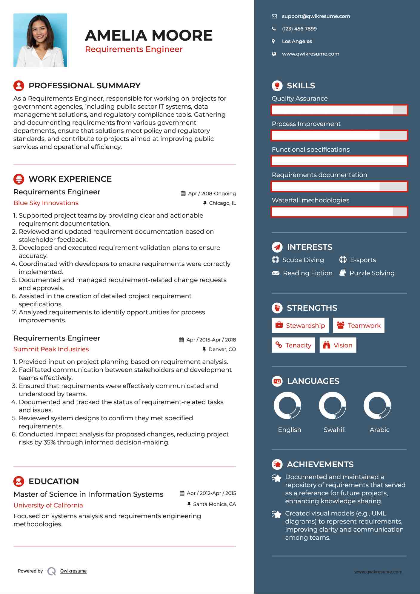 Requirements Engineer Resume Template
