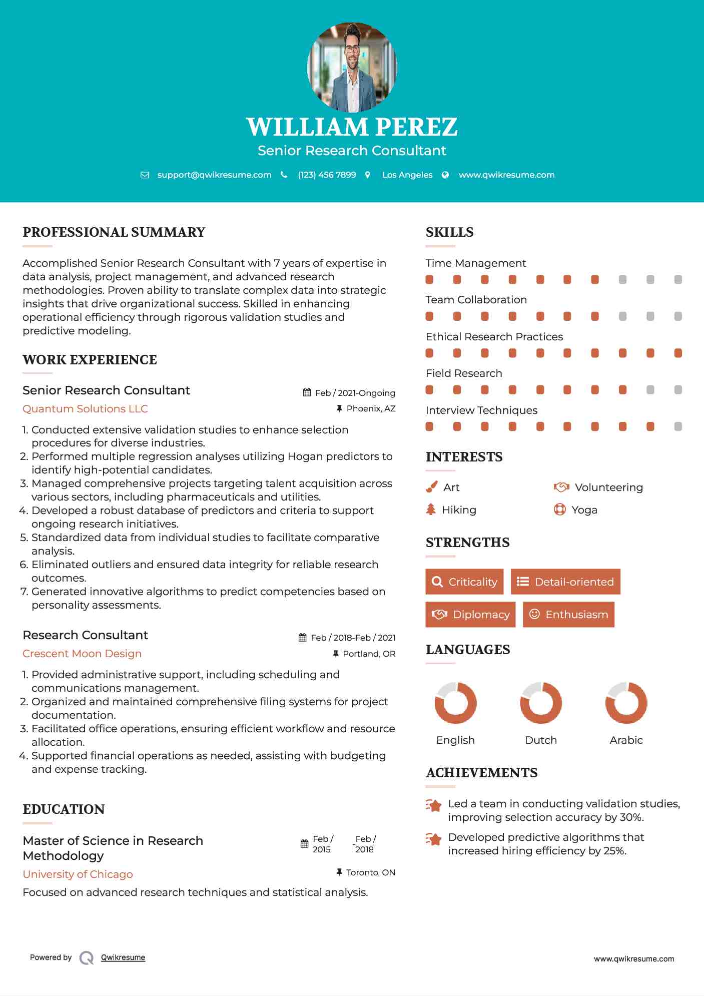 Senior Research Consultant Resume Template