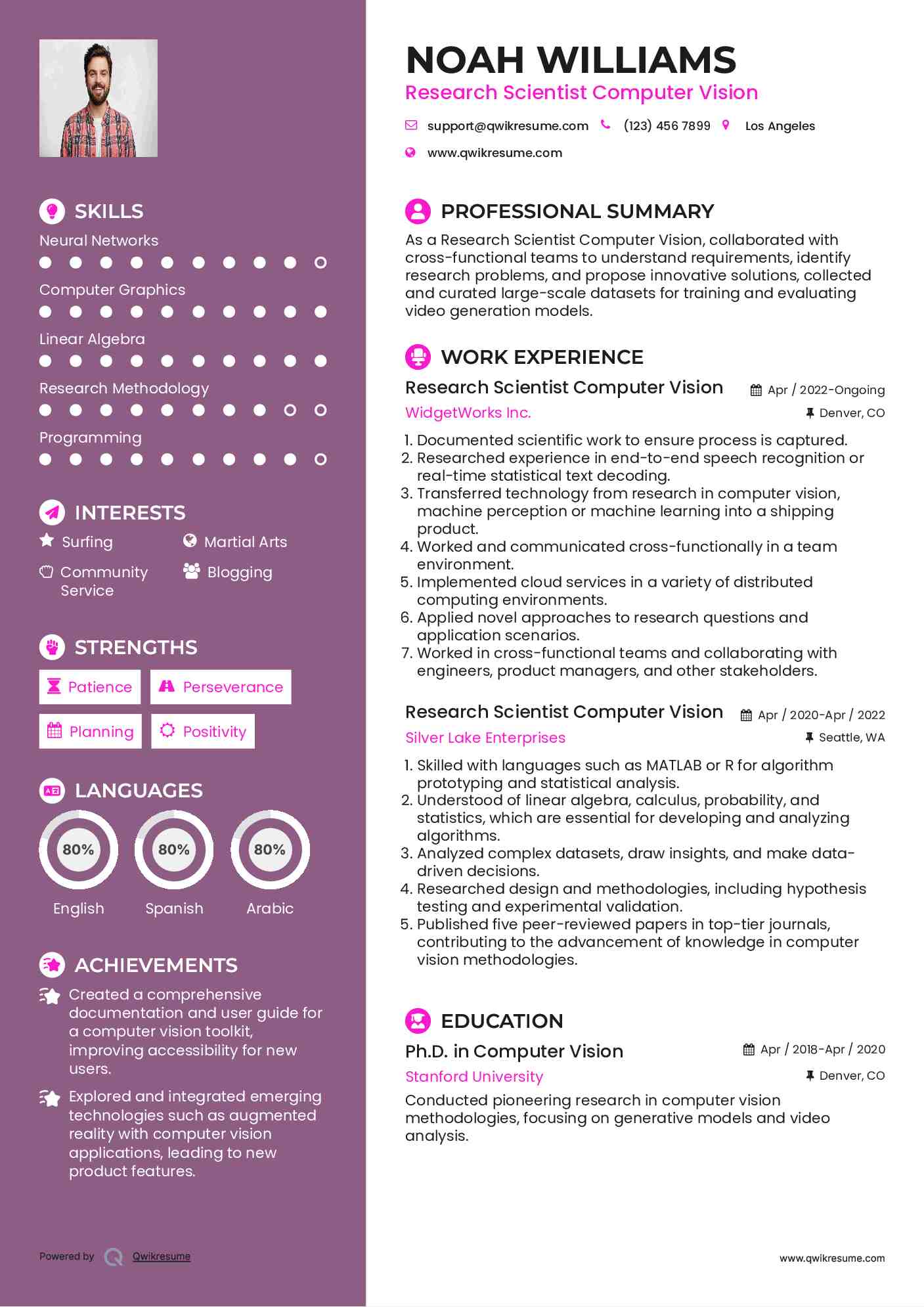 Research Scientist Computer Vision Resume Format