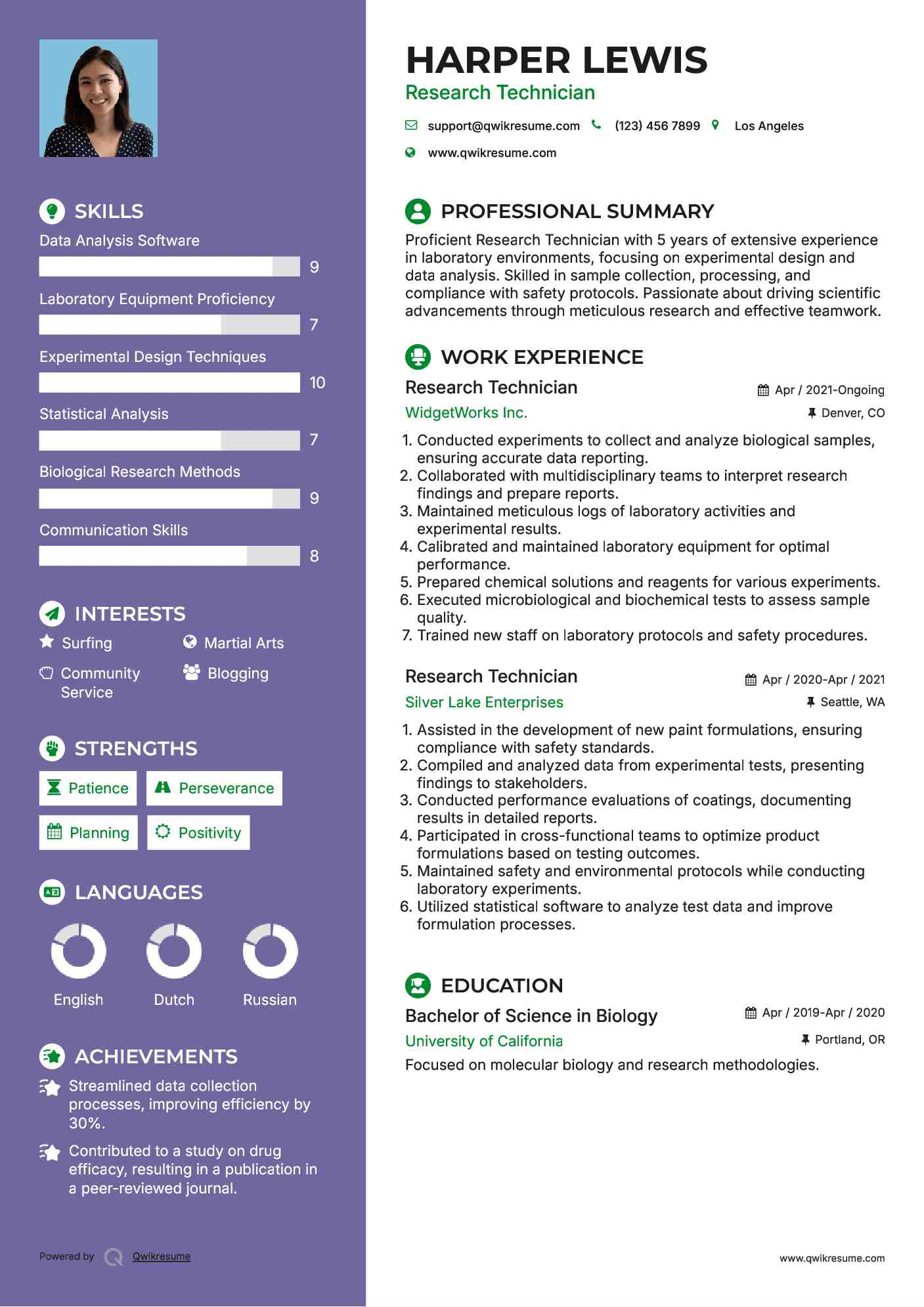 Research Technician Resume Format