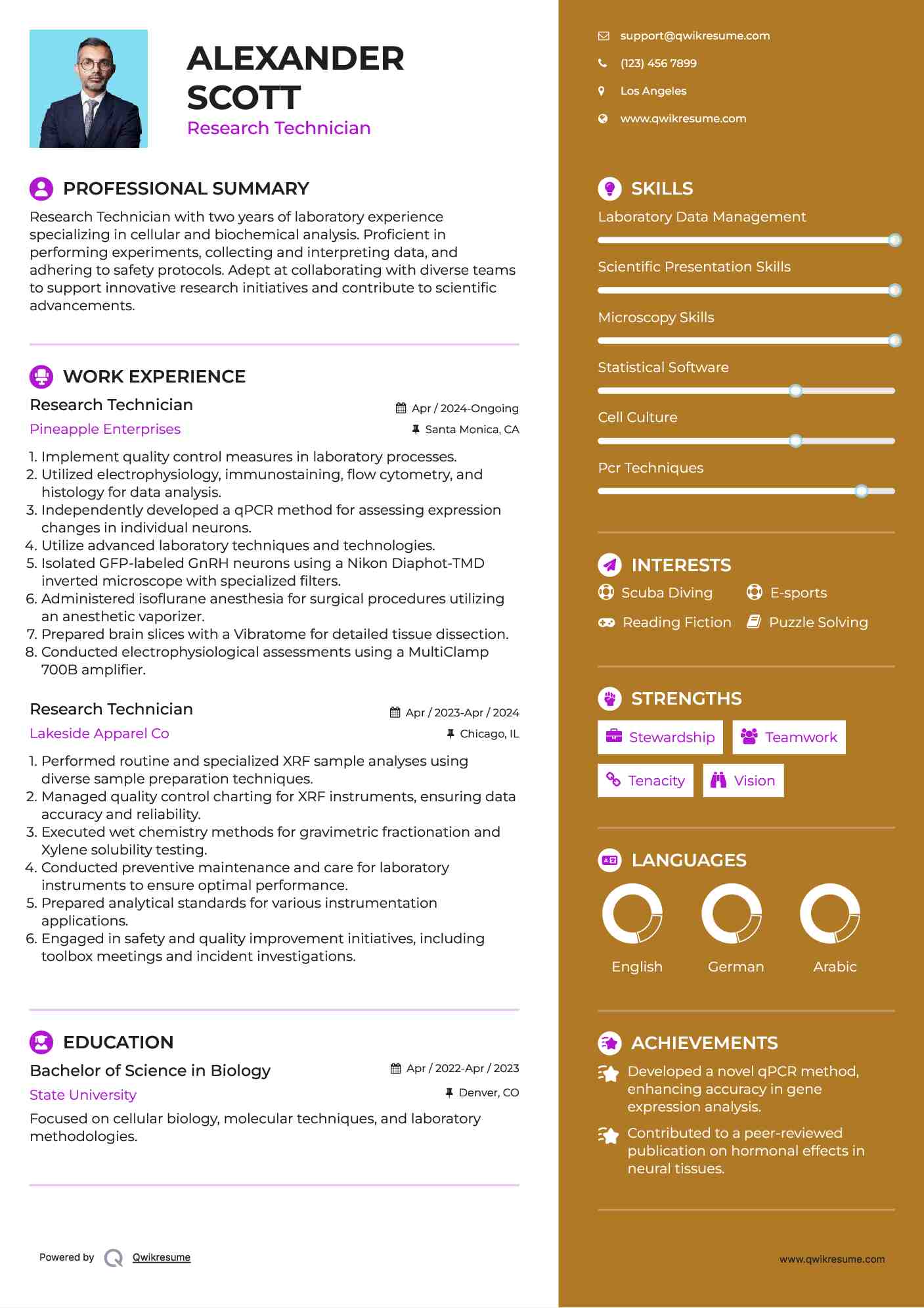 Research Technician Resume Format