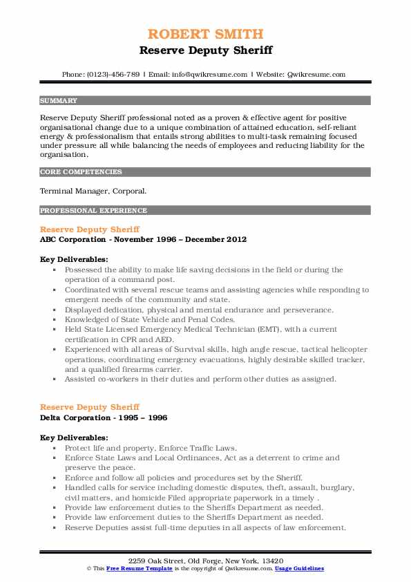 Reserve Deputy Sheriff Resume Samples - Reserve Deputy Sheriff 1655814243 Pdf 