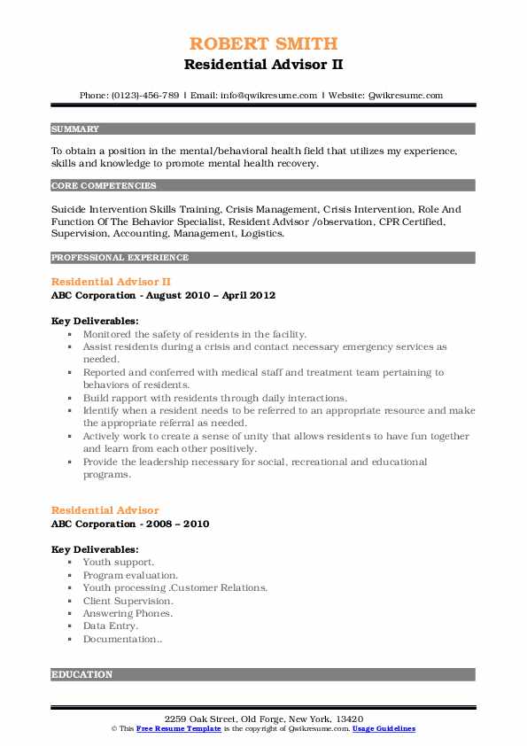 residential advisor resume samples qwikresume resident advisor resumes