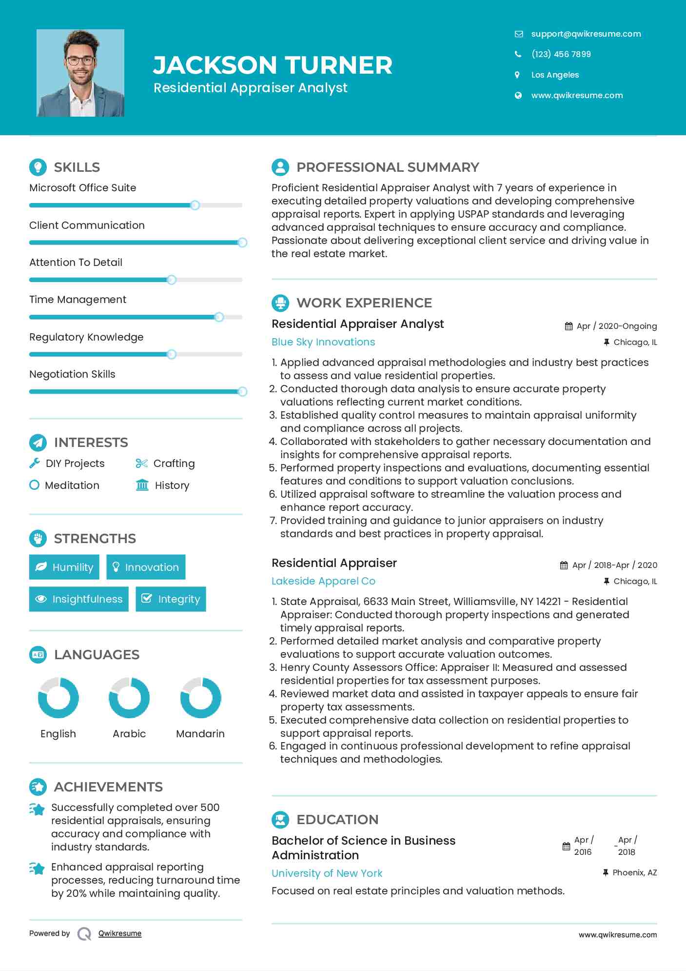 Residential Appraiser Analyst Resume Model