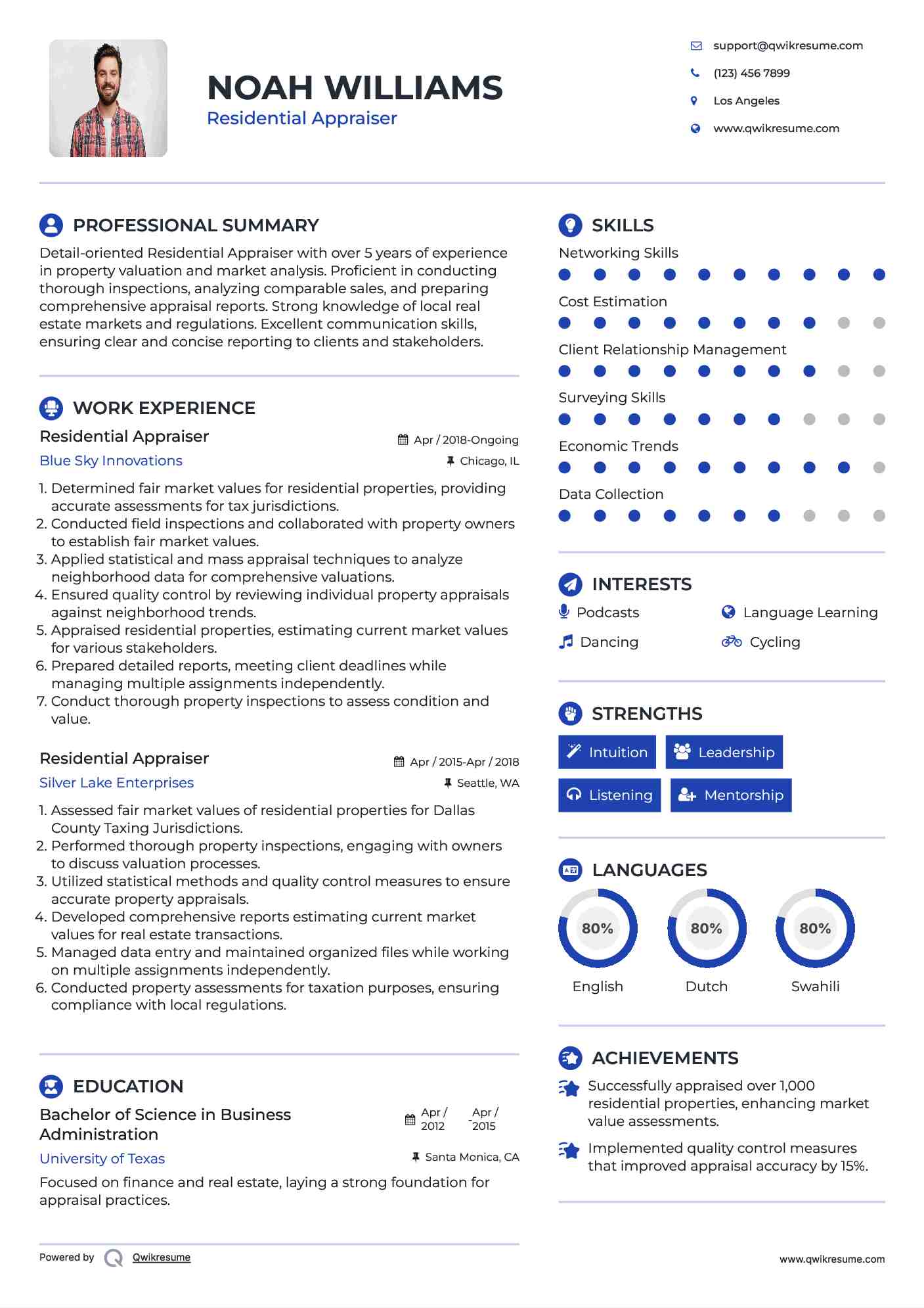 Residential Appraiser Resume Template