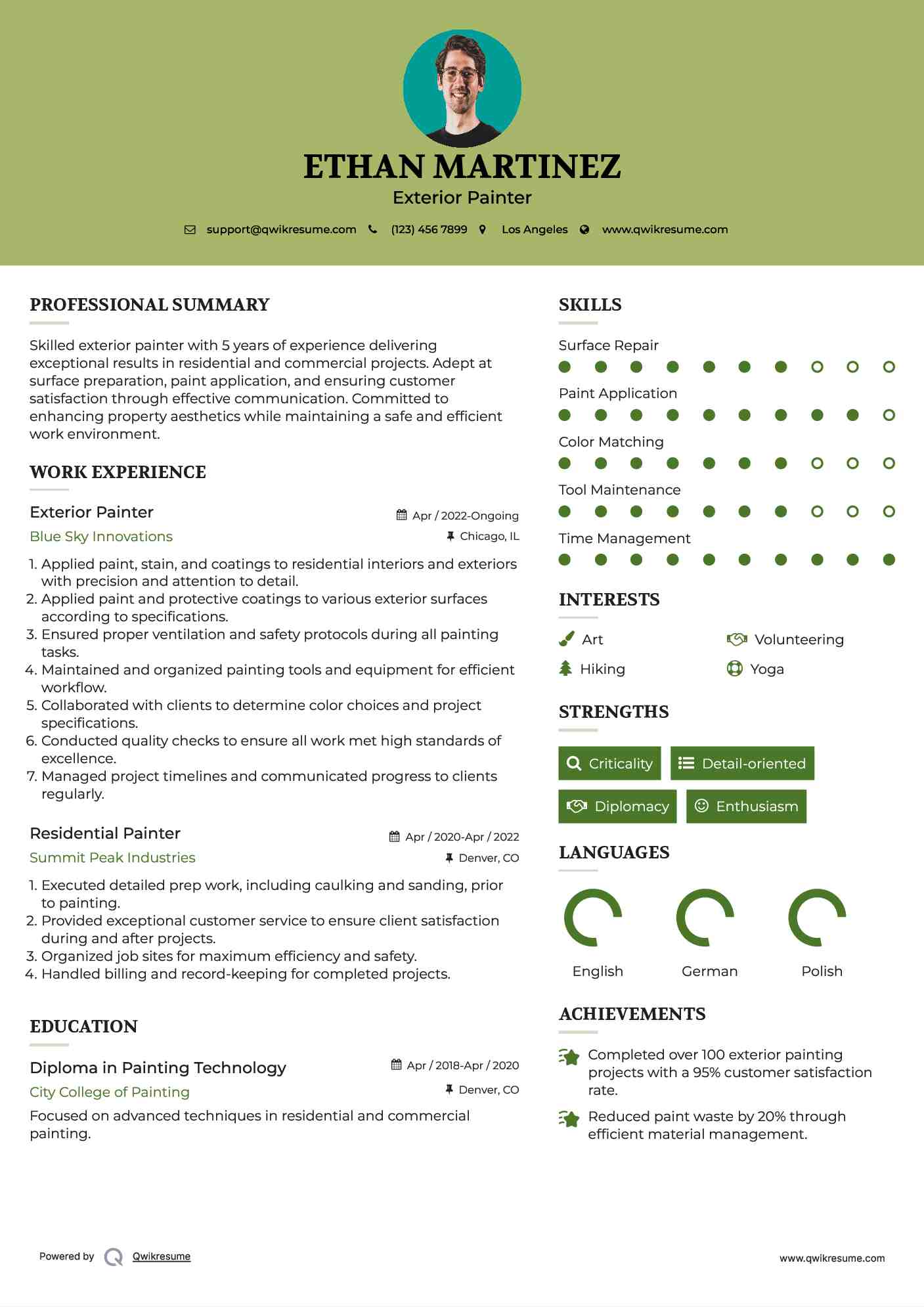 Exterior Painter Resume Template