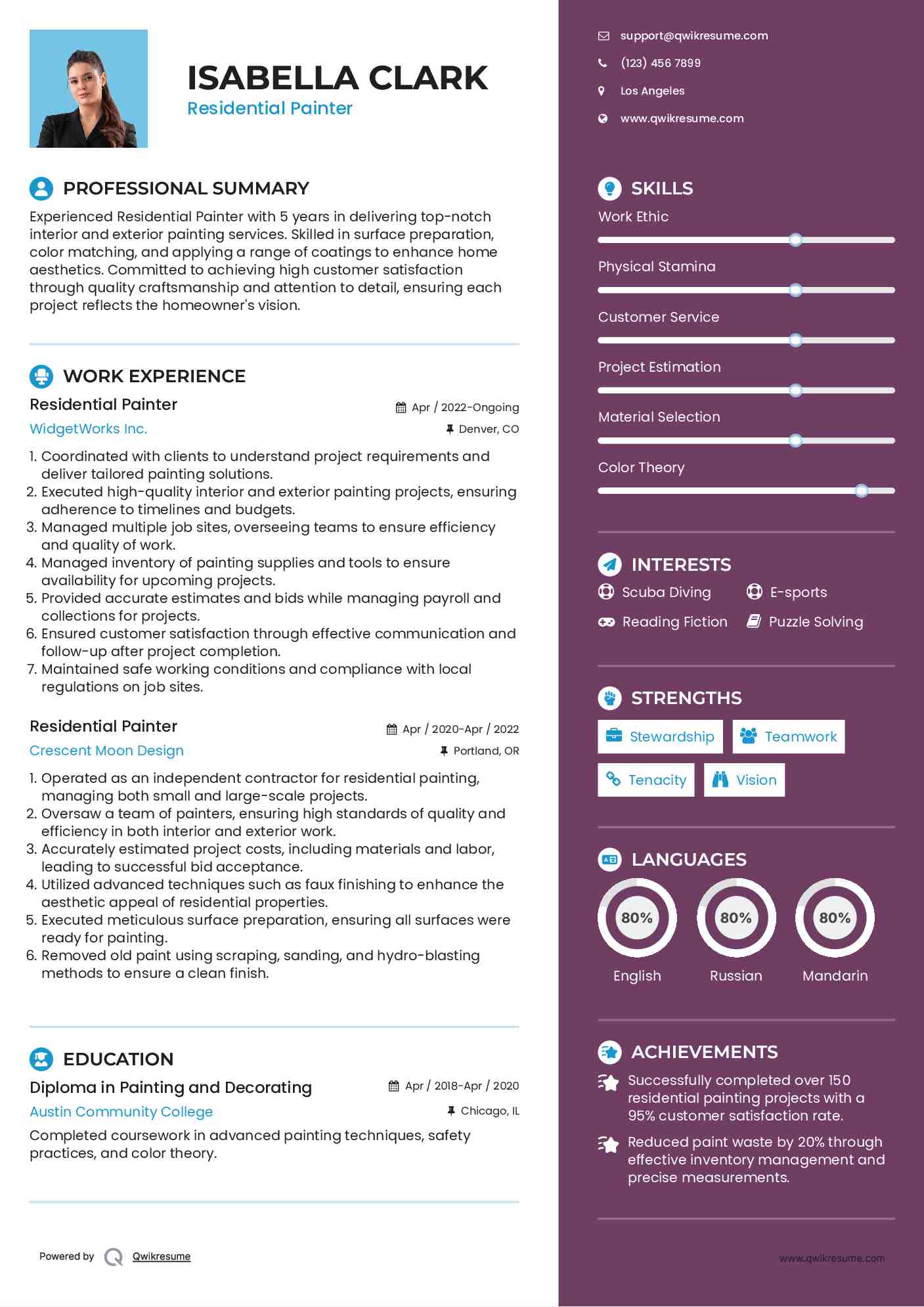 Residential Painter Resume Template